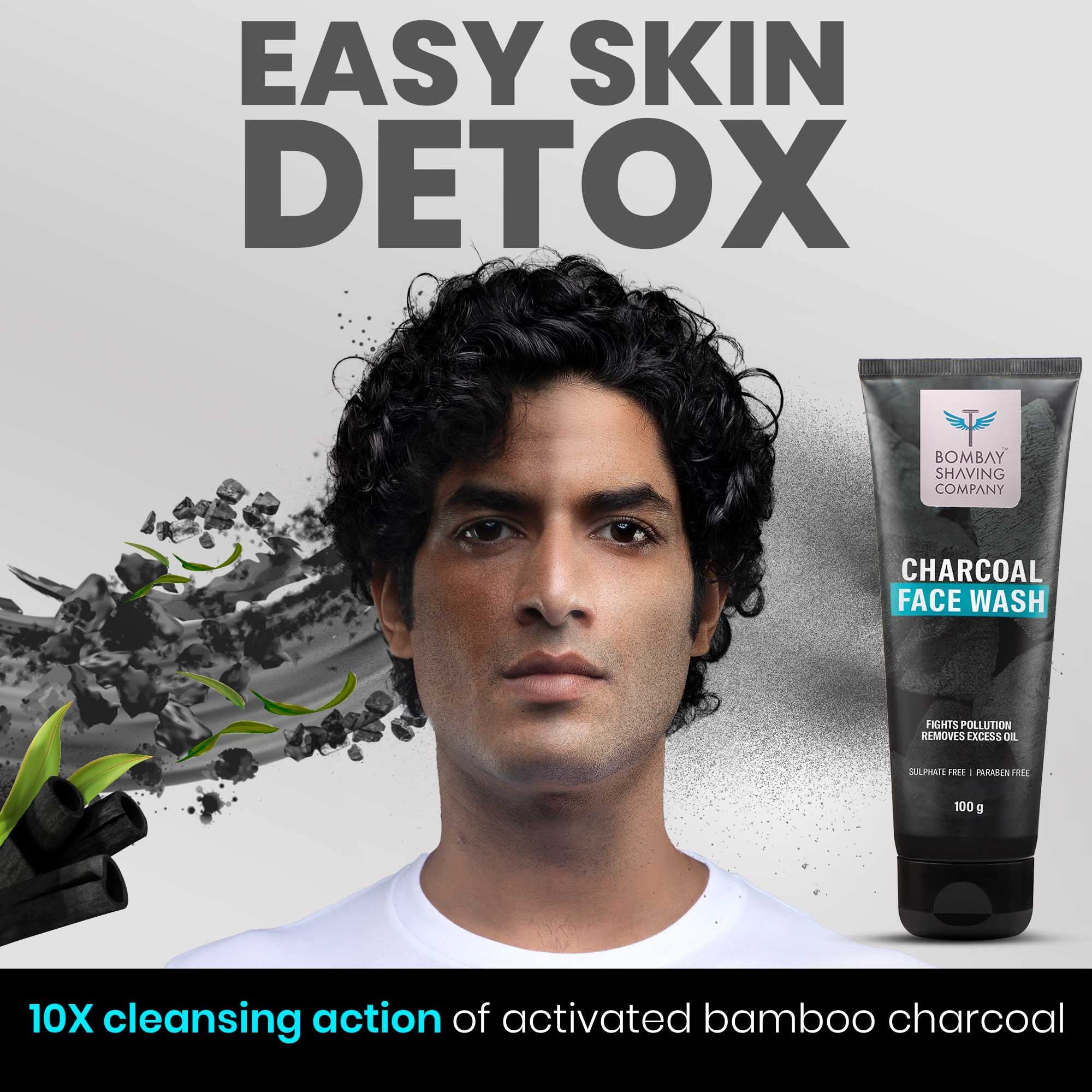 Bombay Shaving Company Charcoal Face Wash for Men - Oil Control, Fights Acne & Pollution, Deep Cleansing, 50g - Perfect for Daily Skincare & Travel