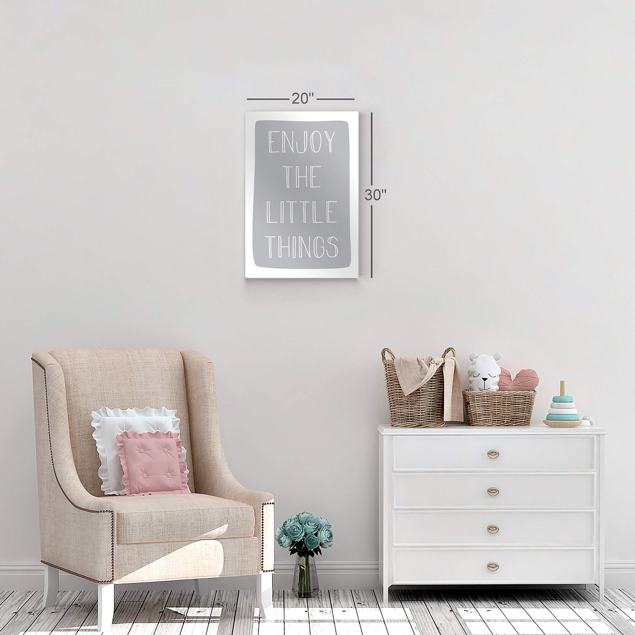 Smile Art Design 'Enjoy The Little Things' Lettering Blue Background Metal Print - 40x30 Inch Kids Room Decor, Nursery Wall Art, Baby Room Decoration | Made in USA | Perfect for Bedroom, Playroom & Gift Ideas