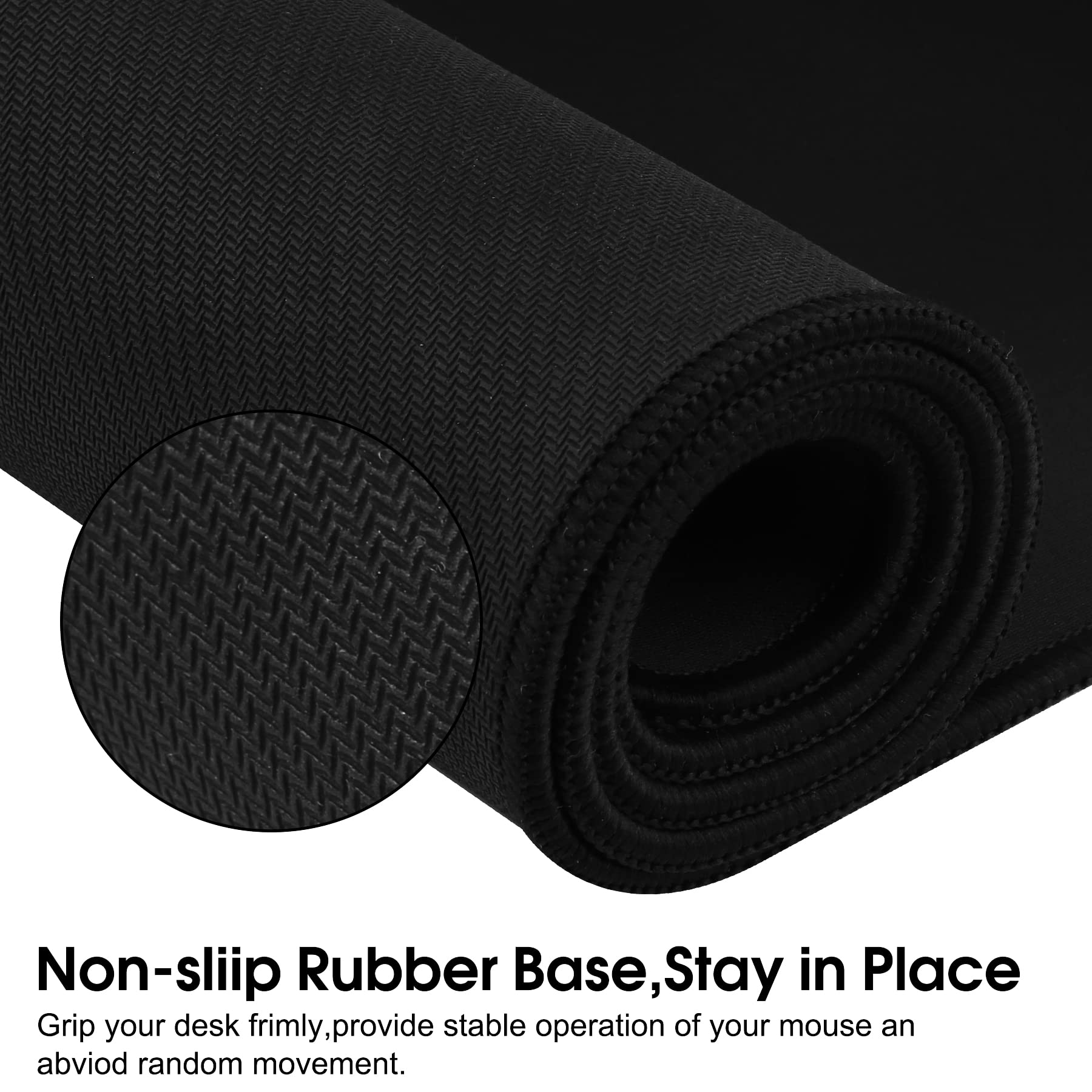 HoYiXi XXL Gaming Mouse Pad (80x30cm) - Ultra Smooth Surface, Anti-Slip Rubber Base, Waterproof Cloth Desk Mat for PC, Laptop, Office & Gaming Setup - Black
