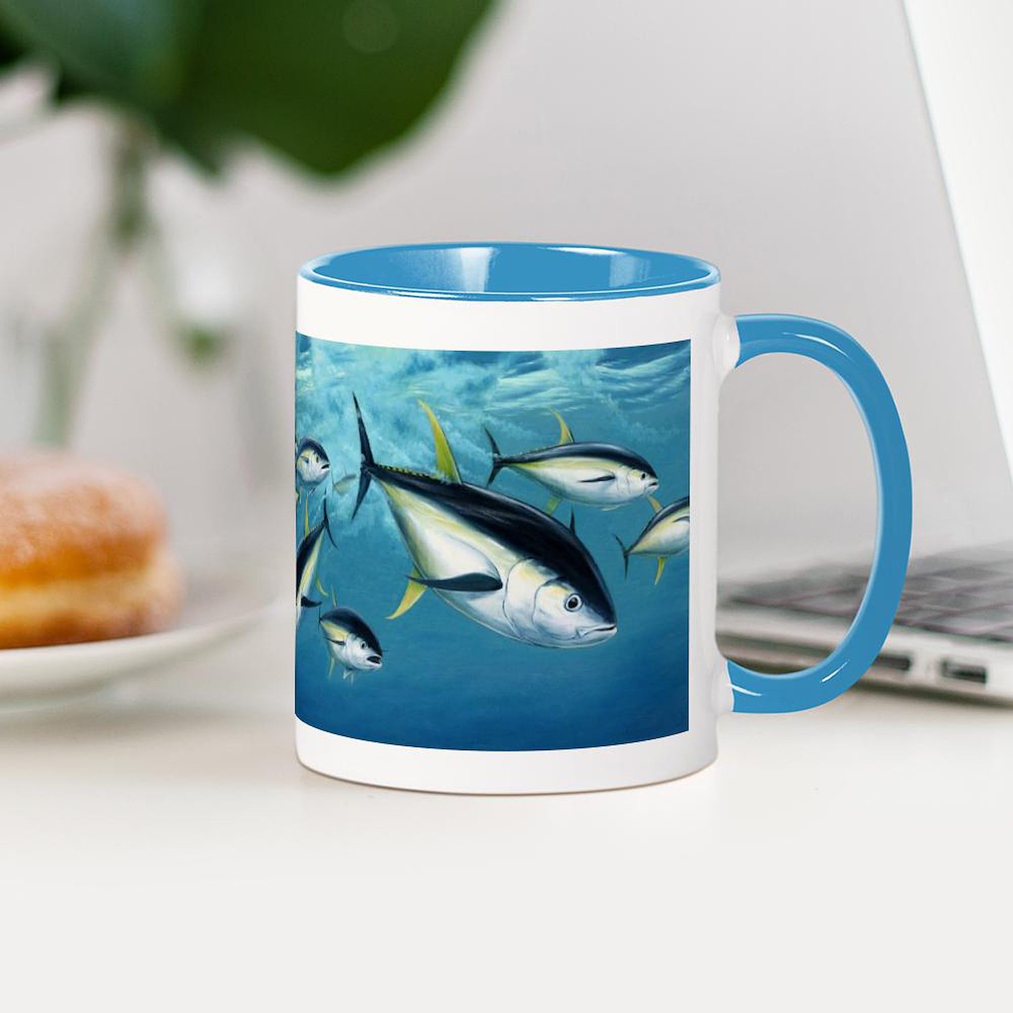 Bluefin Tuna Ceramic Coffee Mug 11 oz (325 ml) - Funny Fish Design for Tea, Hot Chocolate & Office Use - Perfect Gift for Fishermen & Marine Lovers