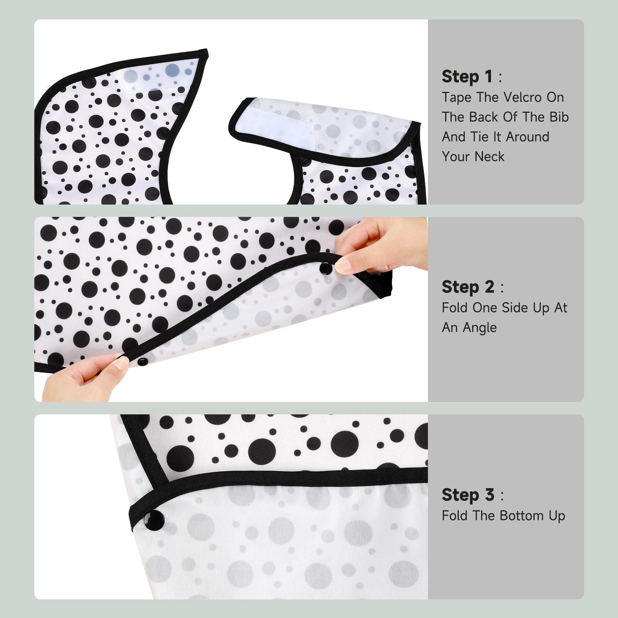 **3 Pack Washable Adult Bibs with Crumb Catcher - Reusable Waterproof Feeding Bib for Seniors & Adults - Perfect for Mealtime, Dining Out & Home Care**