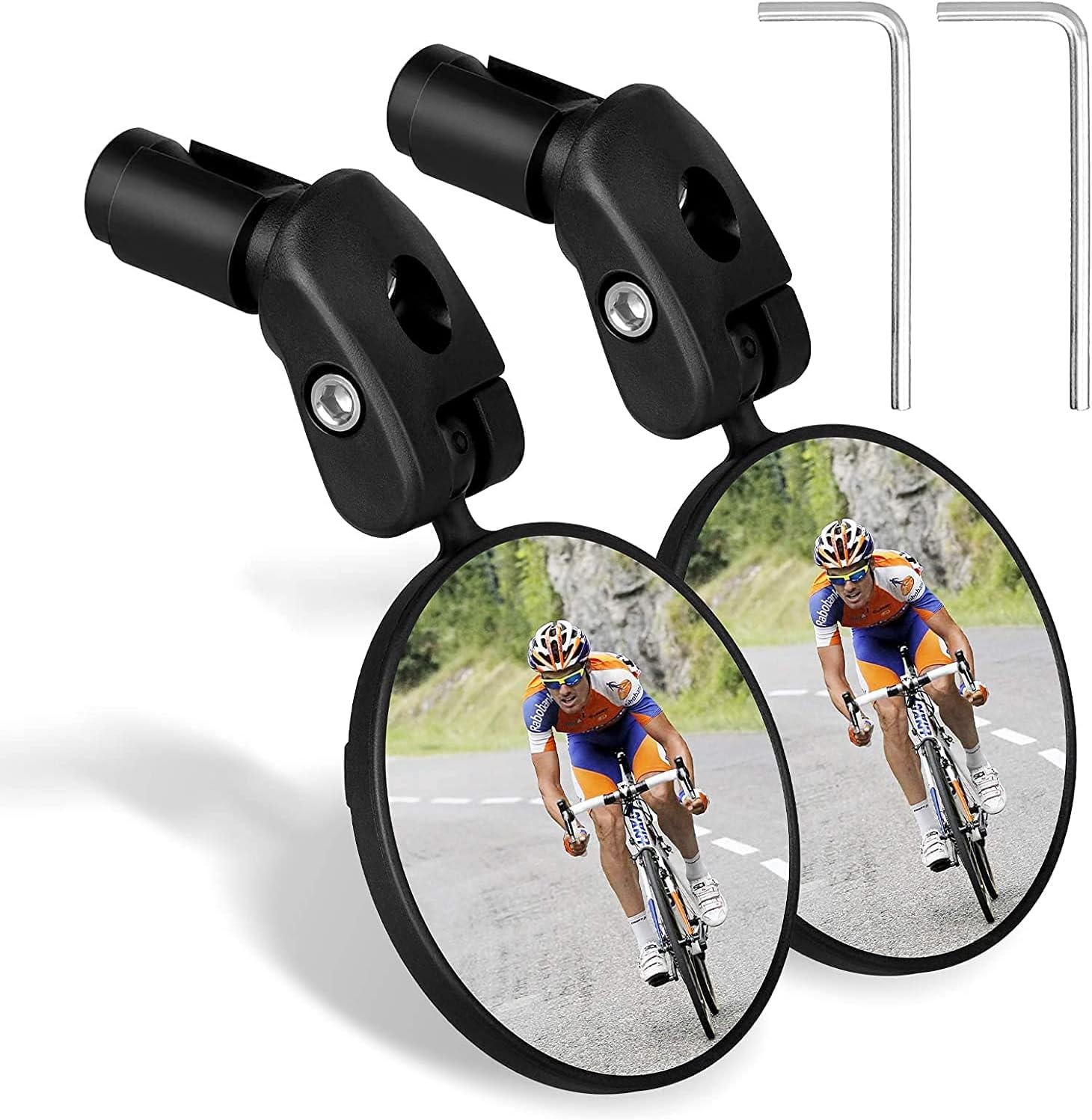 **KOUISYY 2Pcs Bike Mirror - HD Safety Rearview Mirrors for Mountain & Road Bicycles, Adjustable Bar End Cycling Mirrors for Enhanced Visibility - Perfect for Commuting, Touring & Off-Road Adventures**