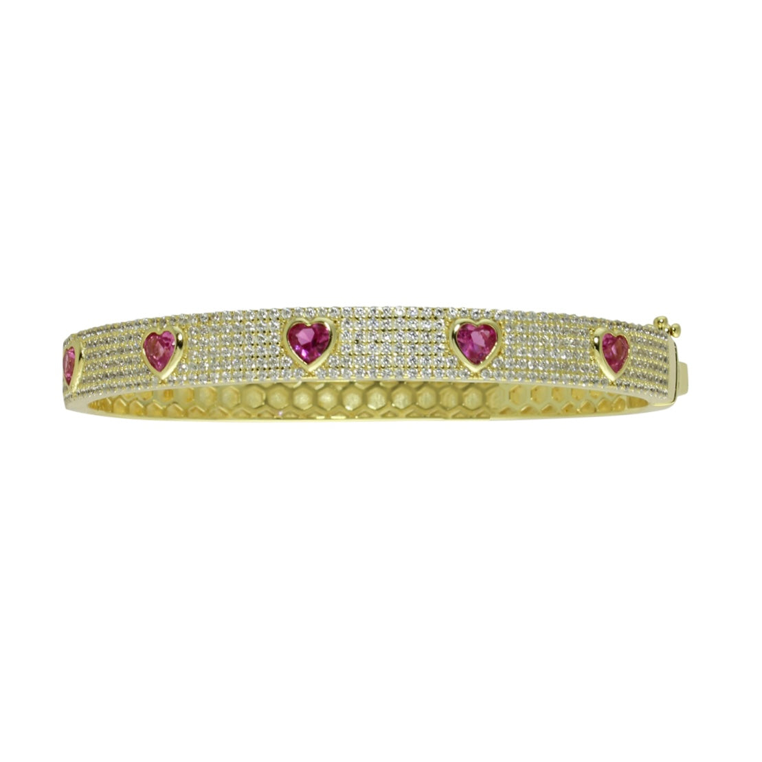 Pavè Station Heart Bangle Bracelet for Women - Elegant Cubic Zirconia & Silver Plated Jewelry - Perfect for Valentine's Day, Anniversary & Romantic Gifts