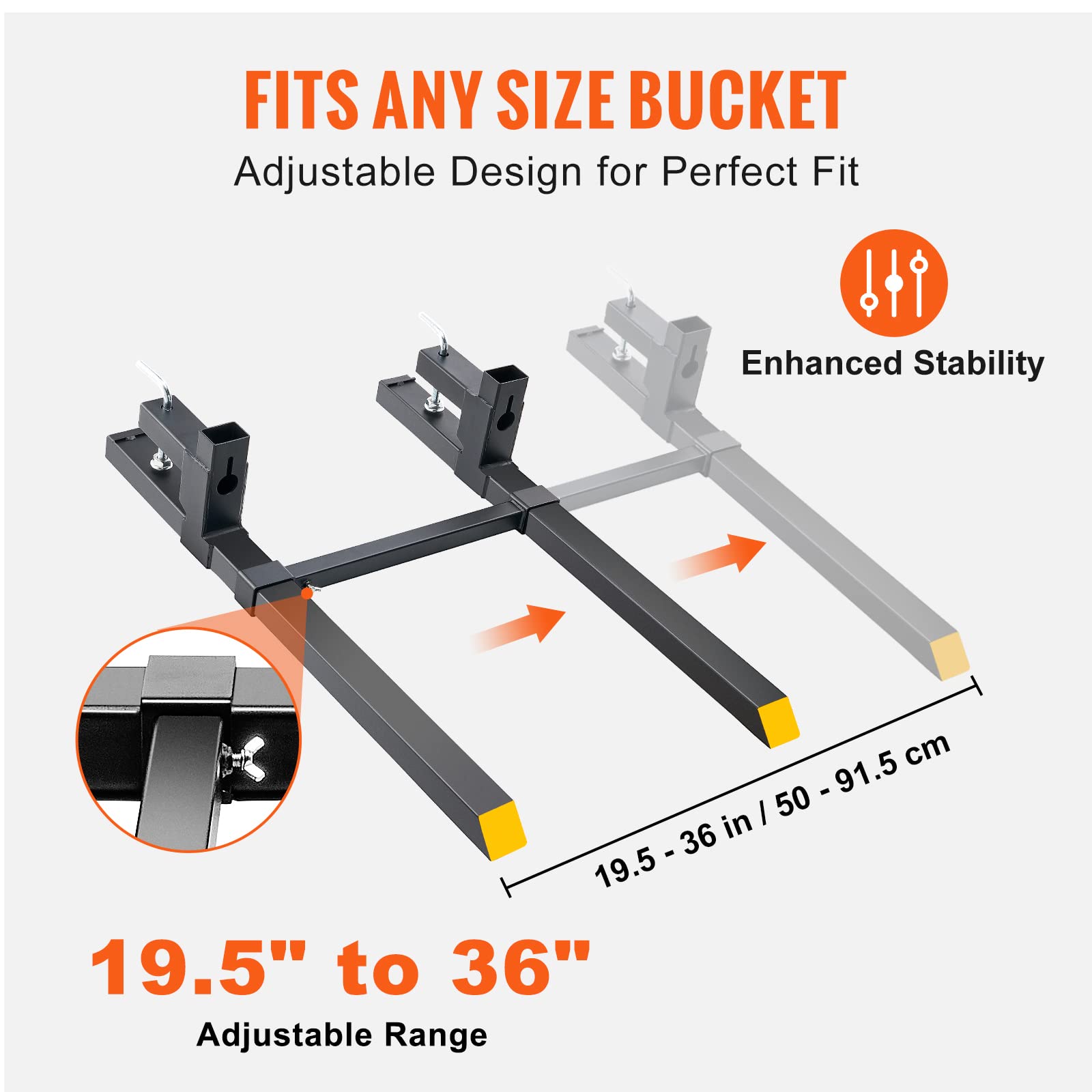 VEVOR 2000 Lbs Clamp-On Pallet Forks for Tractor Bucket - 43