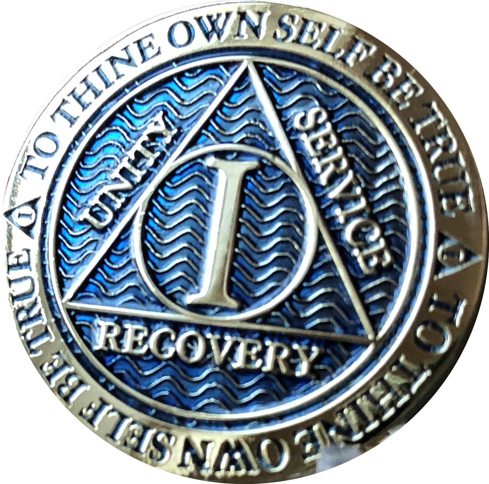 1 Year AA Medallion - Dusty Blue & Gold Plated Chip for Collectors, Gifts & Jewelry Making | Perfect for Anniversaries, Birthdays & Keepsakes