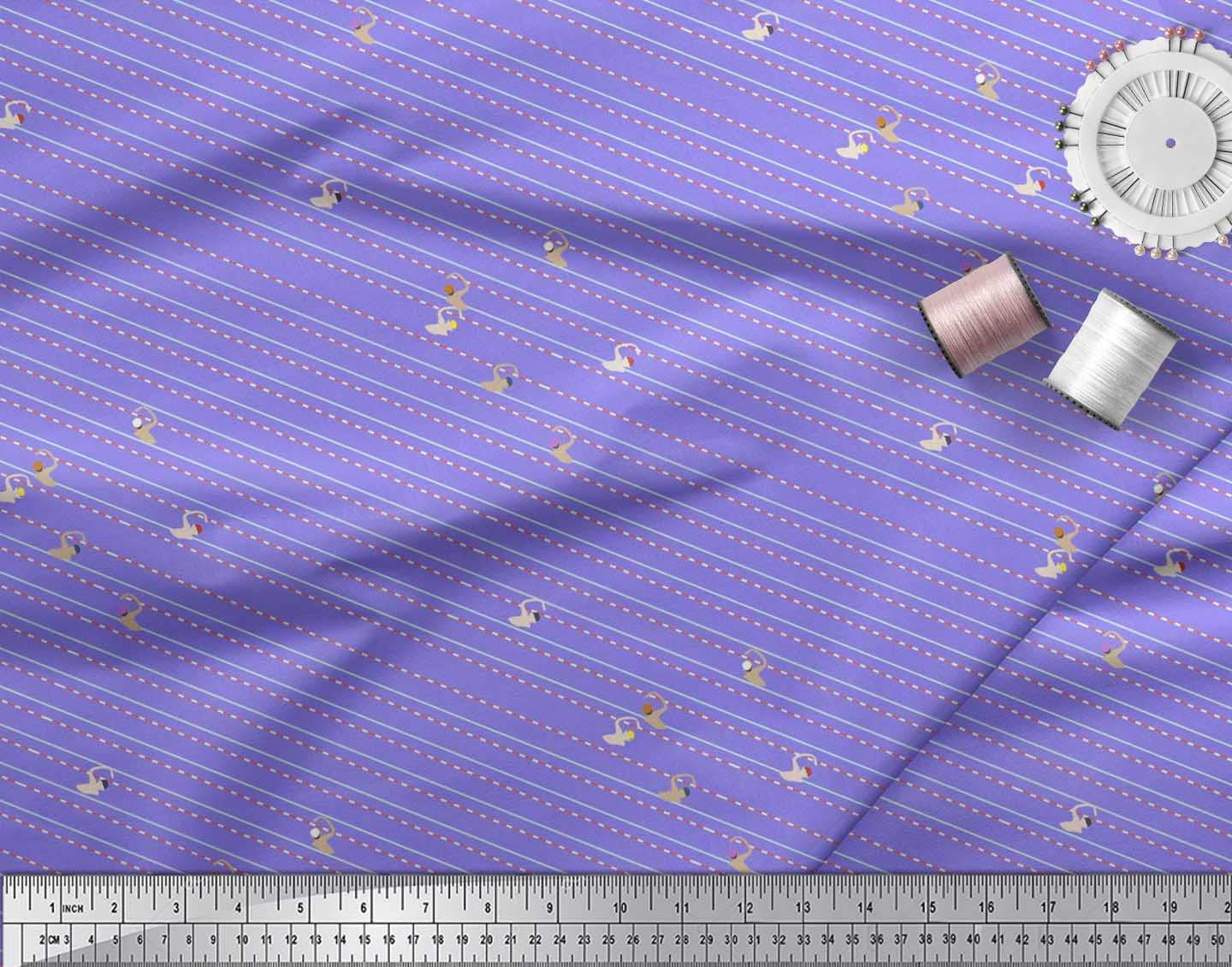 Soimoi Rayon Purple Fabric by The Yard - 56 Inch Wide Printed Fabric for Swimwear, Activewear & Sports Apparel - Perfect for Swimming Pool Races, Poolside Sprints & Athletic Performance Wear