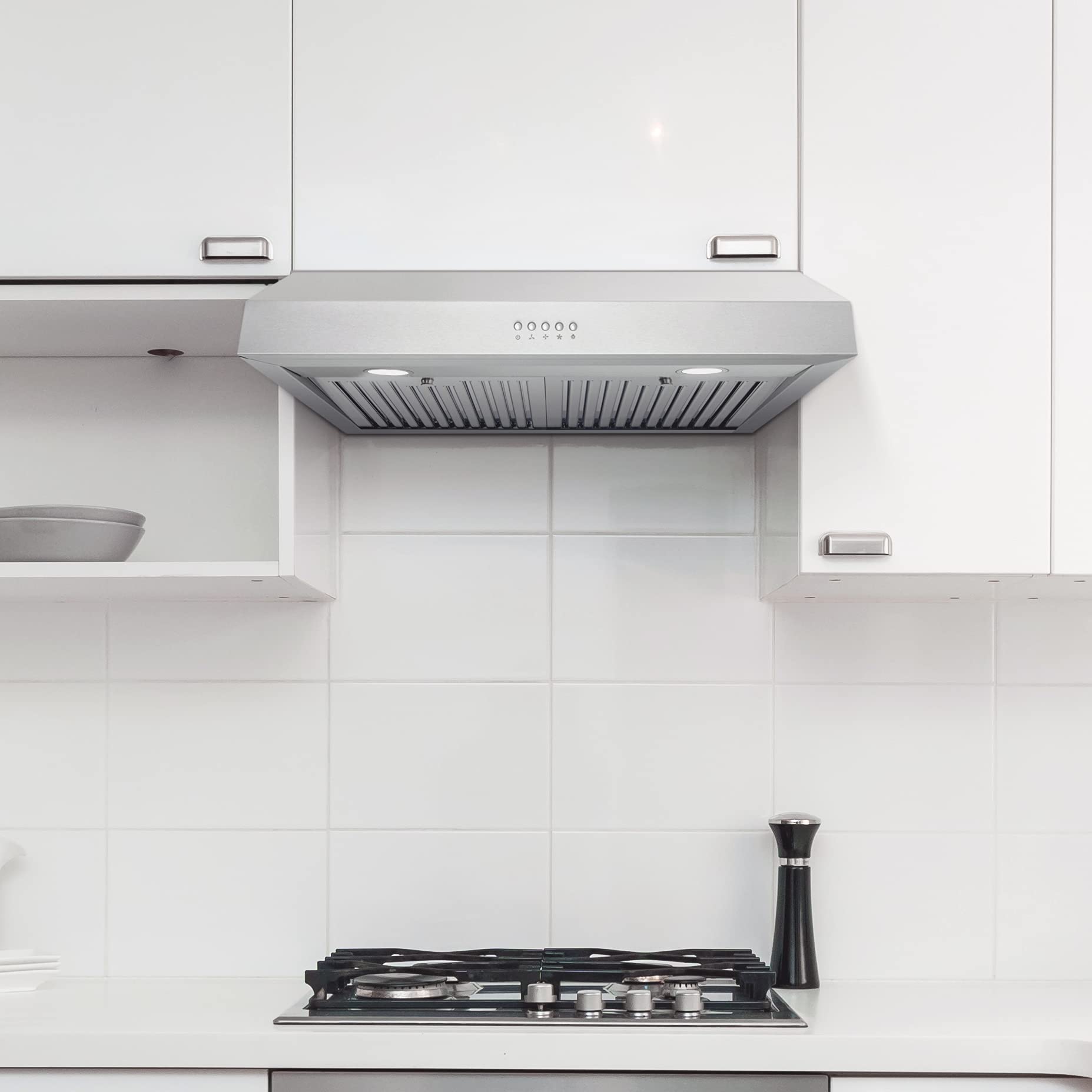 COSMO UC30 30-Inch Stainless Steel Under Cabinet Range Hood - 3-Speed Ducted Kitchen Vent with LED Lights & Permanent Filters - Perfect for Over Stove Ventilation in Modern Kitchens