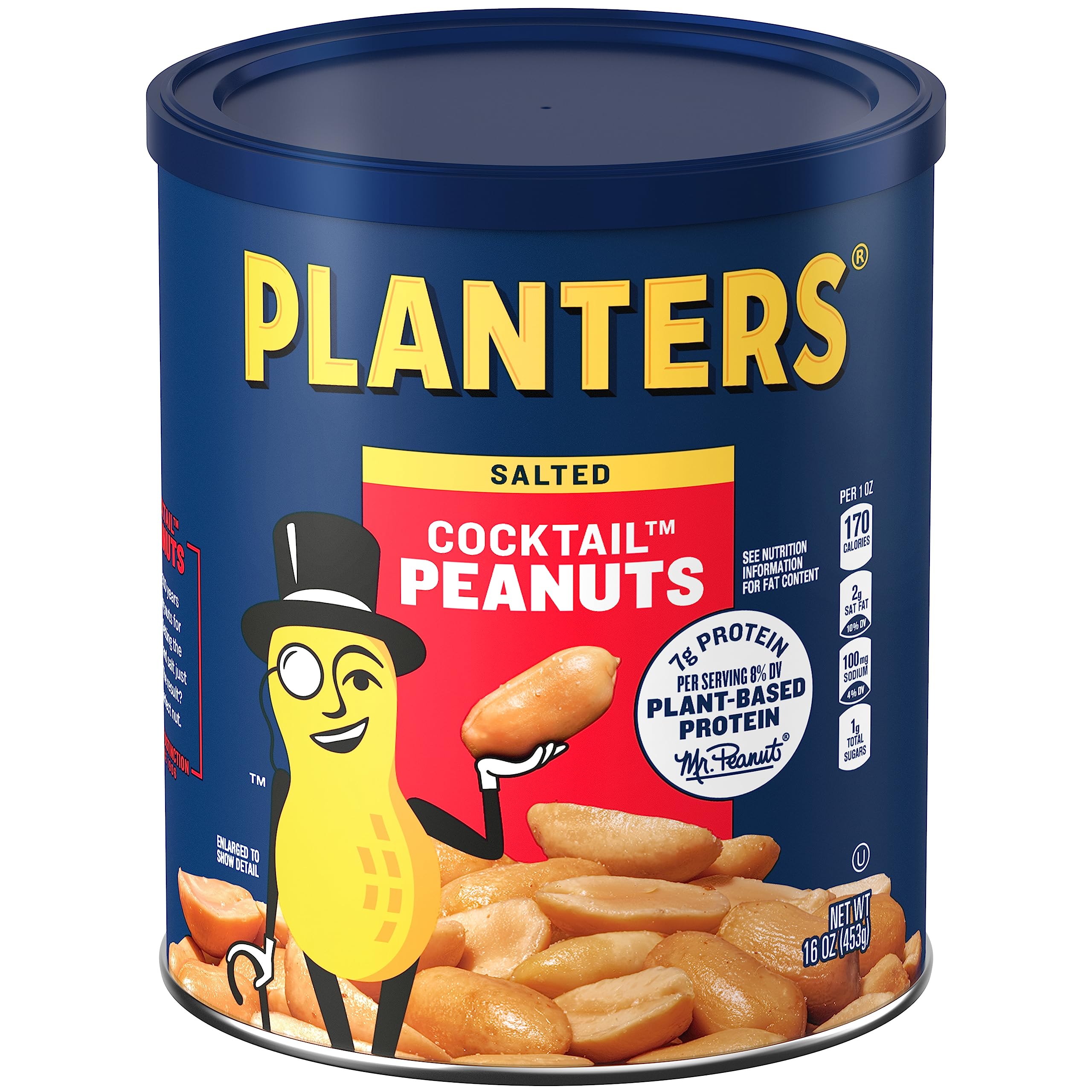 PLANTERS Salted Cocktail Peanuts - Crunchy Party Snacks, Plant-Based Protein, 16 Oz (Pack of 6) - Perfect for Game Nights, Movie Snacks & Bar Mixes