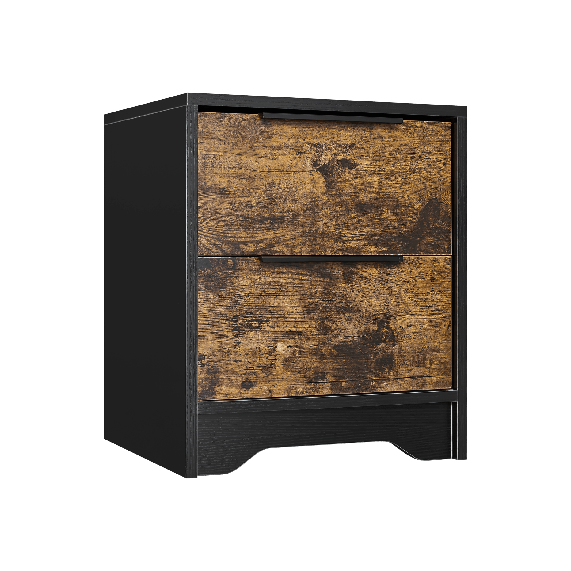 Modern Black Wooden Nightstand with 2 Drawers - Bedside Table for Bedroom, Living Room, Guest Room - Perfect for Storage & Home Decor