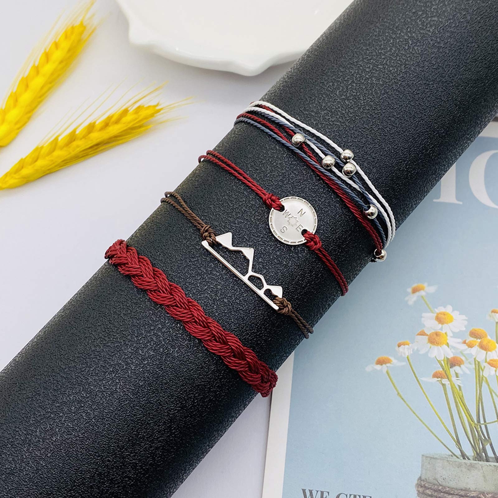 Long Tiantian Adjustable Braided Rope Bracelets for Women - Handmade Waterproof Wave Bracelet Set for Surfers & Friends - Perfect for Beach, Summer, and Outdoor Activities