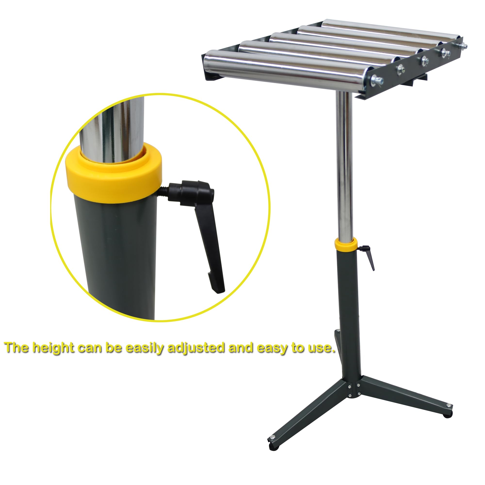 5 Rolls Heavy-Duty Adjustable Conveyor Roller Table - Unpowered Stand with Height Adjustment (250 Lbs Capacity) - Perfect for Warehouse, Packaging & Assembly Line Operations
