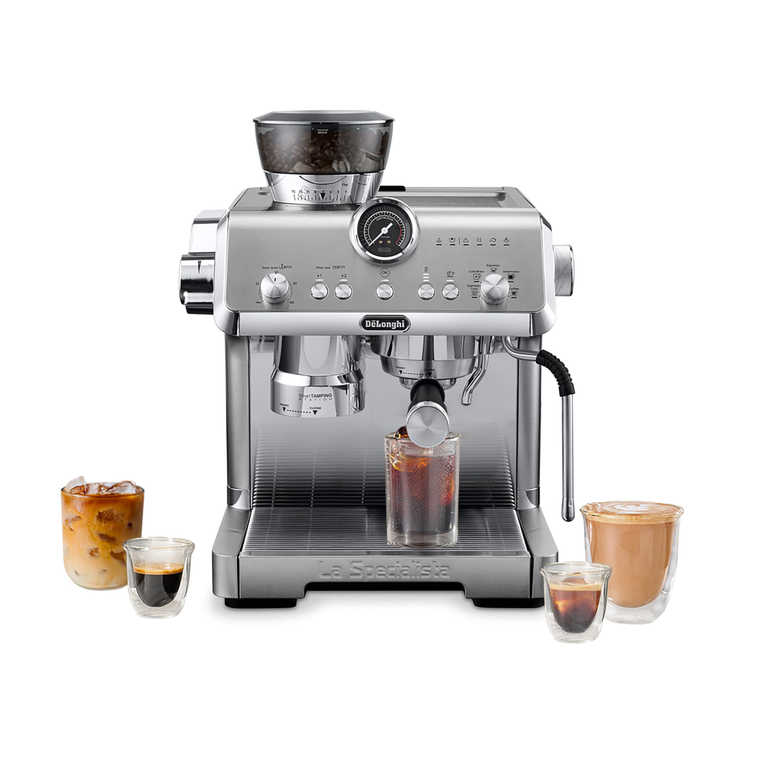 De'Longhi La Specialista Opera Espresso Machine with Built-in Grinder & Cold Brew Function | Commercial-Style Steam Wand for Perfect Lattes & Cappuccinos | EC9555M | Ideal for Home Baristas & Coffee Enthusiasts