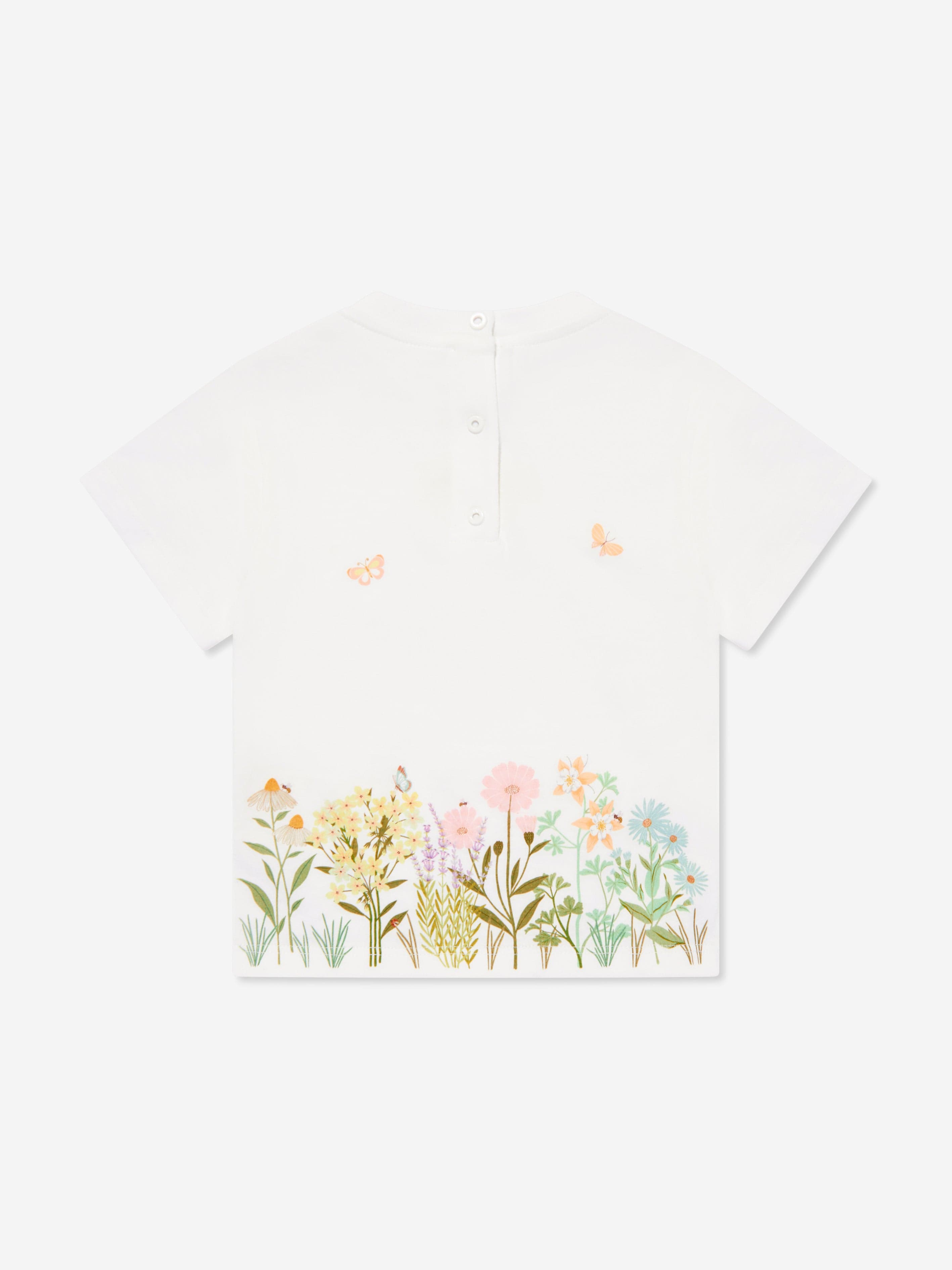 Baby Girls Floral Print Cotton T-Shirt - White | Soft & Comfortable Toddler Top for Playdates & Family Outings