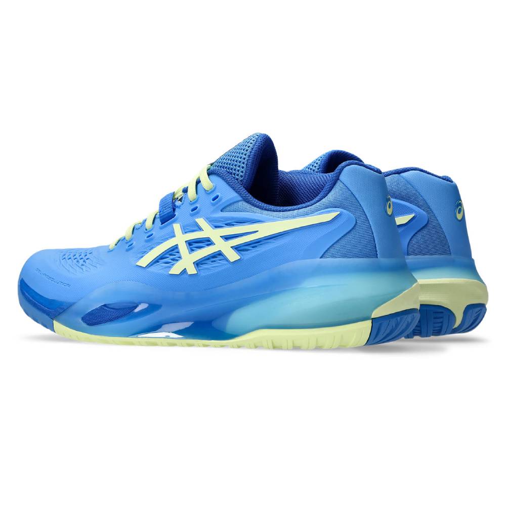 ASICS Gel Resolution X Women's Tennis Shoes - Lightweight & Supportive Court Shoes for Women in Blue Coast/Huddle Yellow | Perfect for Competitive Matches & Training Sessions