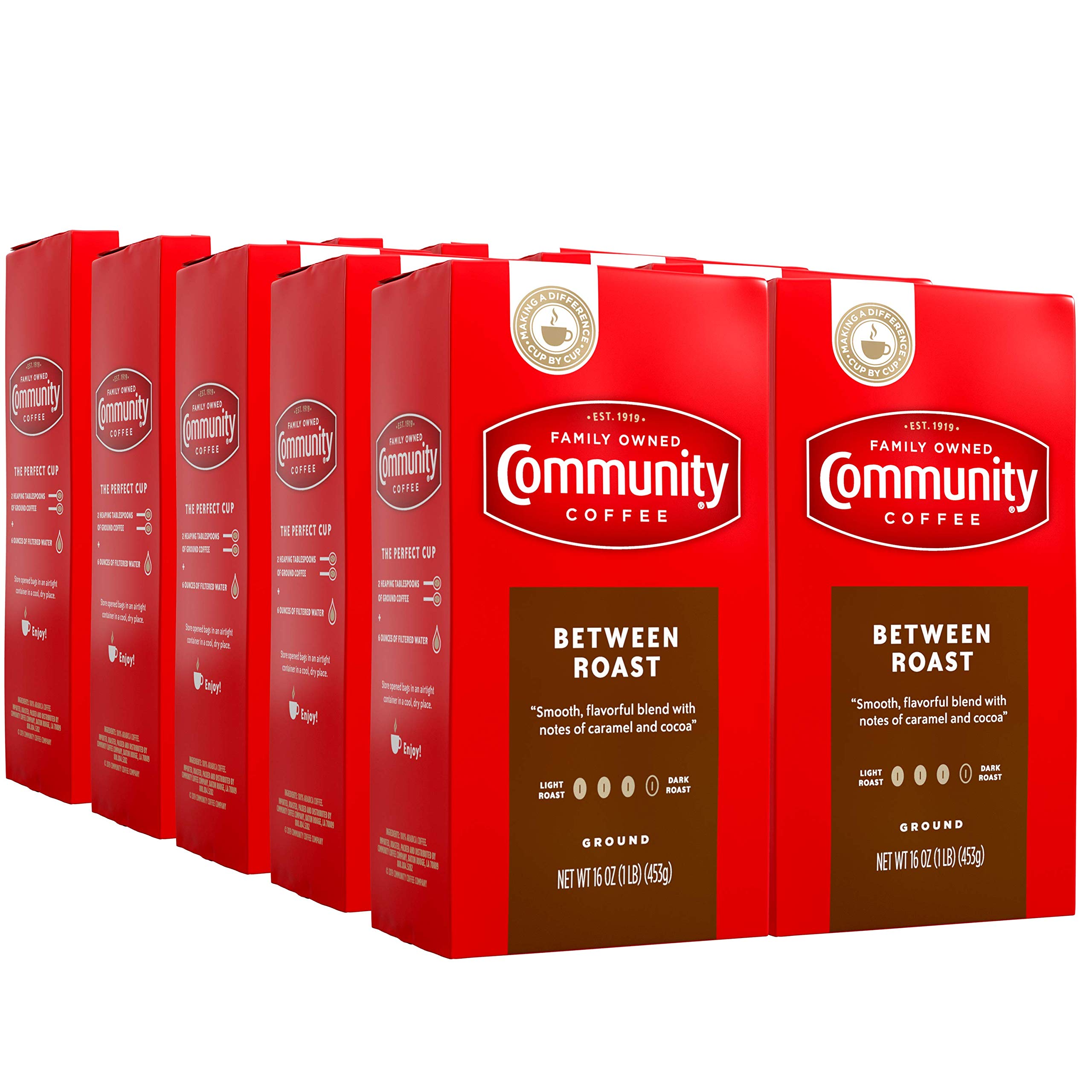 Community Coffee Between Roast Medium Dark Roast Ground Coffee - 160oz (10x16oz Vacuum Packed Bags) - Rich & Smooth Flavor for Home Brewing, Office Use & Gifts