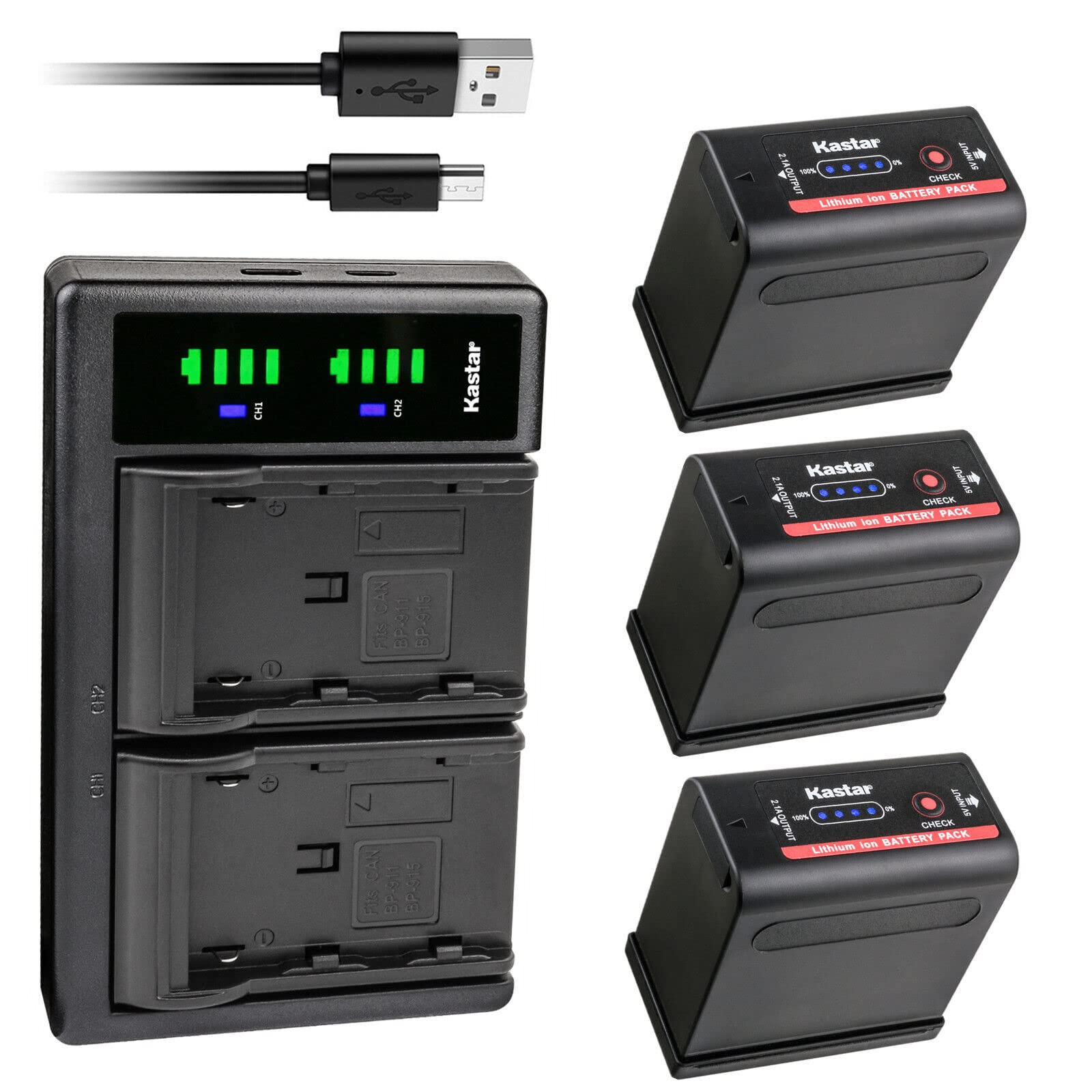 Kastar 3-Pack LP-E6N Battery and LTD2 USB Charger Replacement for Canon EOS C100 Mark II, C300, C500, ES50-75 & ES300V-520A Cameras - Perfect for Professional Videography & Photography On-The-Go