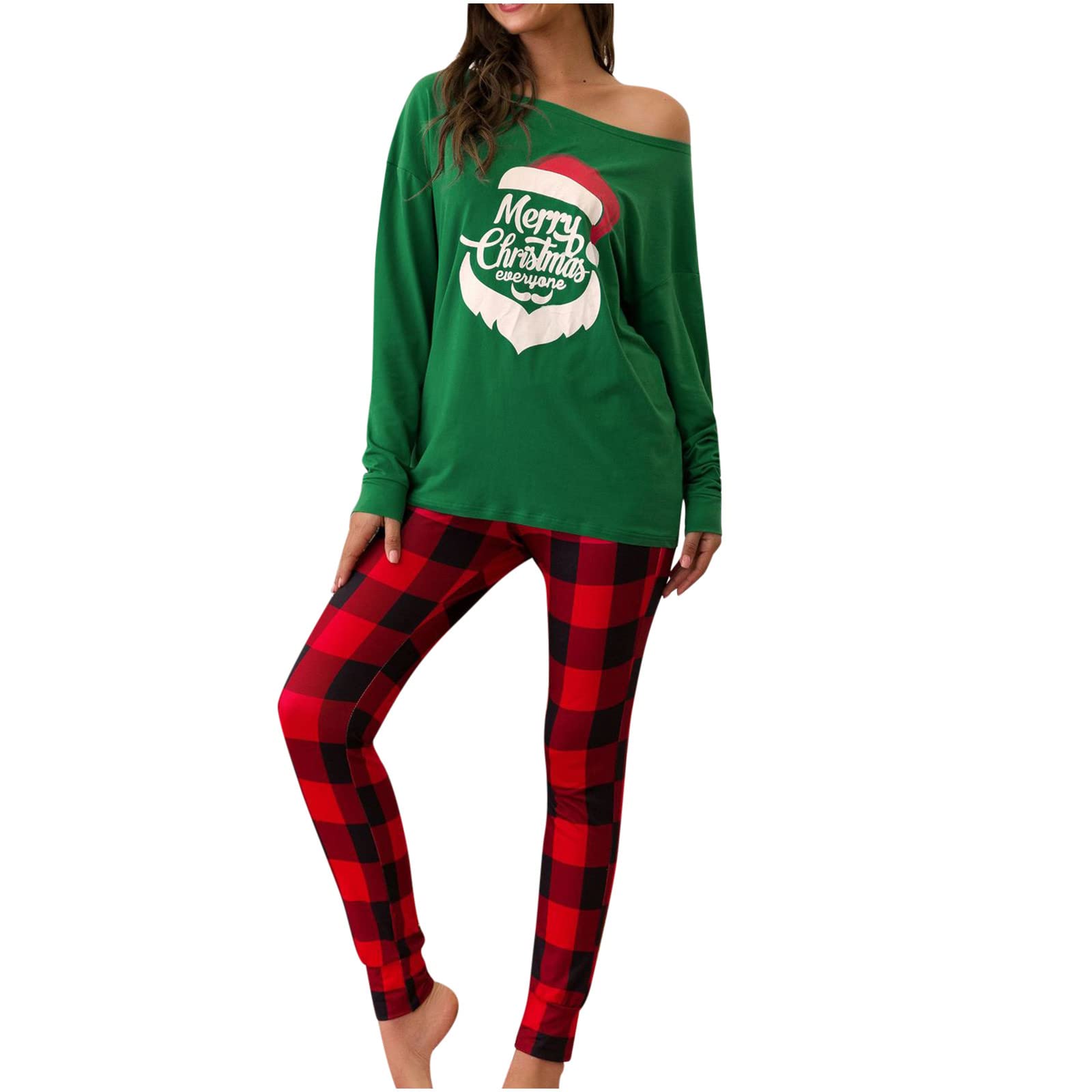Women's Plaid Long Sleeve Top & Nightgown Set - Fall/Winter Holiday Christmas Pajamas - Cozy Loungewear for Christmas Eve, Gift Giving & Winter Nights