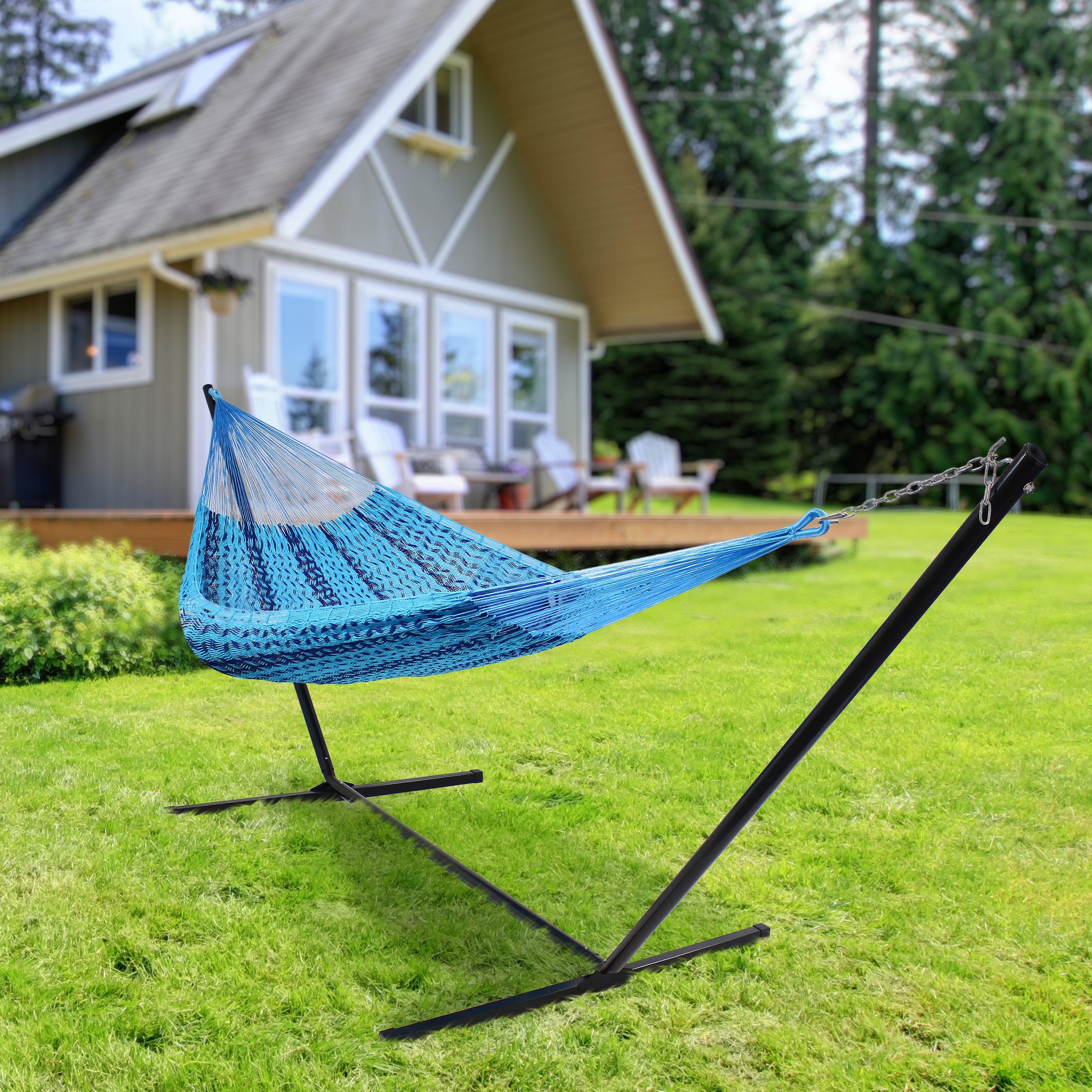 Sunnydaze Family Size Handwoven Thick Cord Mayan Hammock - Durable & Comfortable Outdoor Hammock for Backyard, Patio, Beach, and Camping