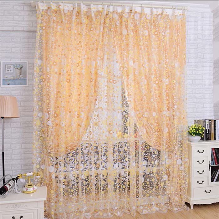 Hagad Floral Voile Window Curtains - Sheer Door Curtain & Room Divider - 100x200cm (39x79 inches) - Light Filtering Elegant Home Decor for Living Room, Bedroom, Balcony