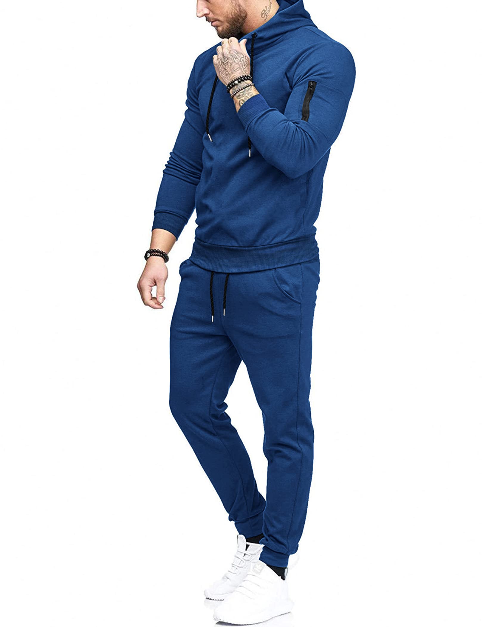 COOFANDY Men's 2 Piece Hooded Tracksuit Set - Athletic Sweatsuit for Running, Jogging & Gym Workouts | Casual Sportswear for Men | Perfect for Workouts, Training & Lounge Wear