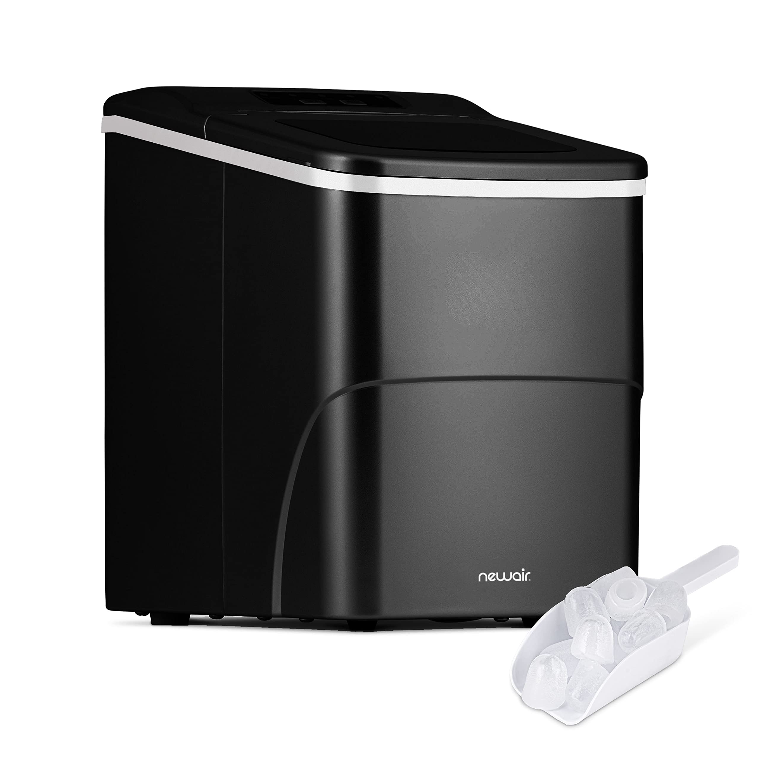 Newair 26 lbs. Countertop Bullet Ice Maker - Portable Ice Machine in Matte Black with Intuitive Controls | Large & Small Ice Size Options | Easy to Clean BPA-Free Parts | Perfect for Cocktails, Whiskey, Soda & Beverages | Ideal for Home Bars, Parties & Office Use