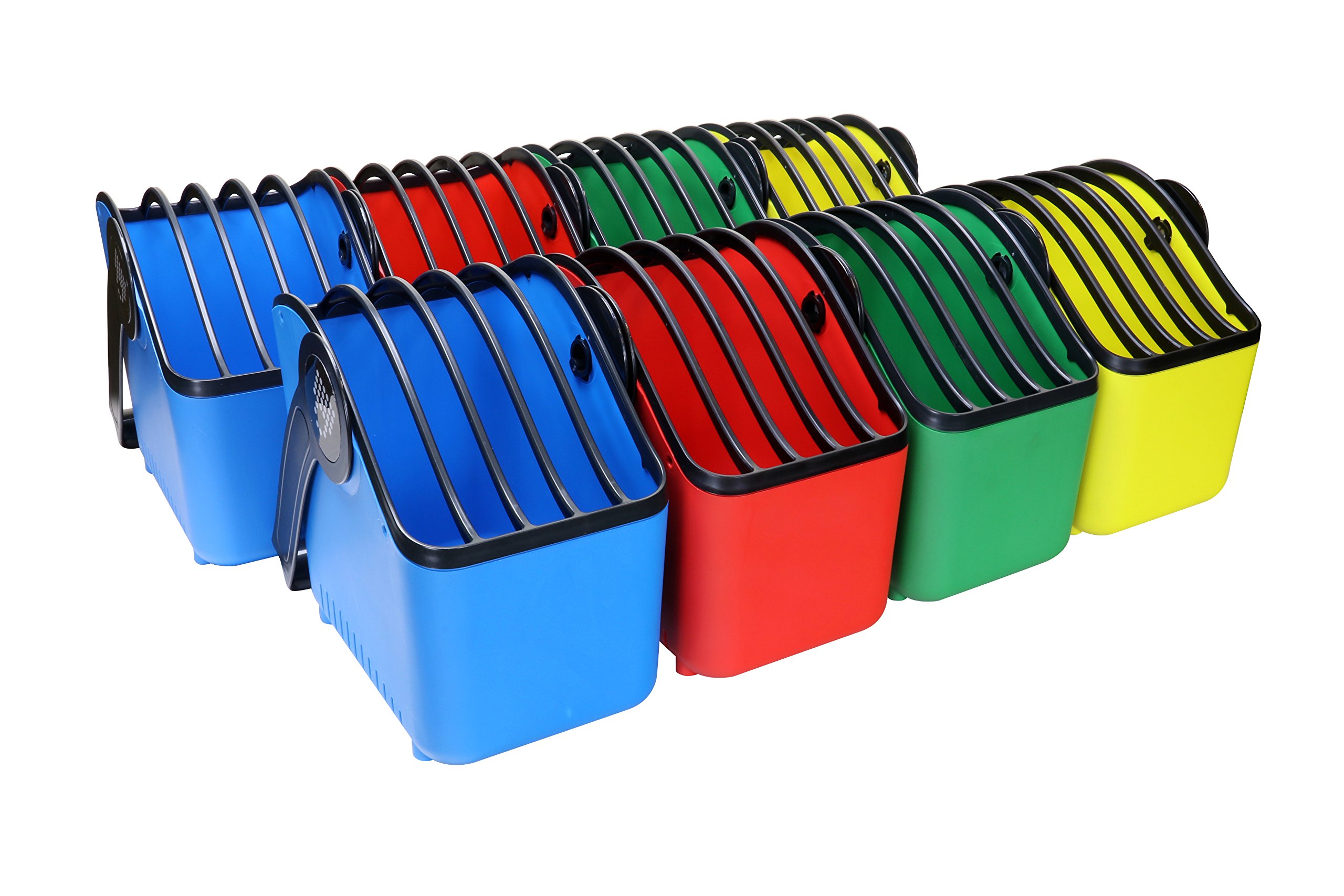 LocknCharge Large Plastic Device Baskets - 8-Pack Multi-Color Set (Blue, Green, Red, Yellow) for Classroom, Office, or Home Organization & Storage