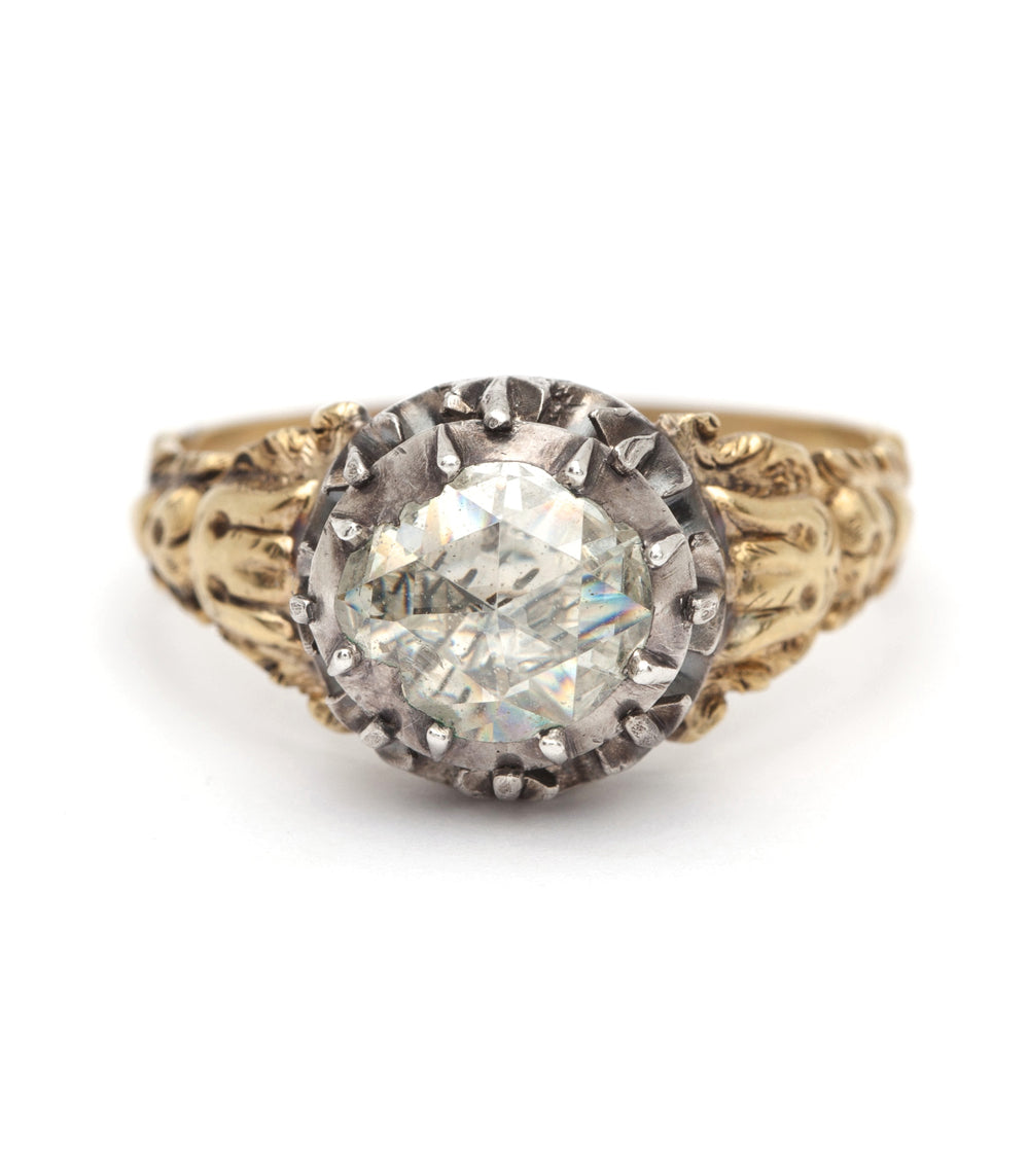 Regal Rose Cut Diamond Ring - Vintage Inspired 14K Gold Engagement Ring for Women - Perfect for Weddings, Anniversaries & Special Occasions