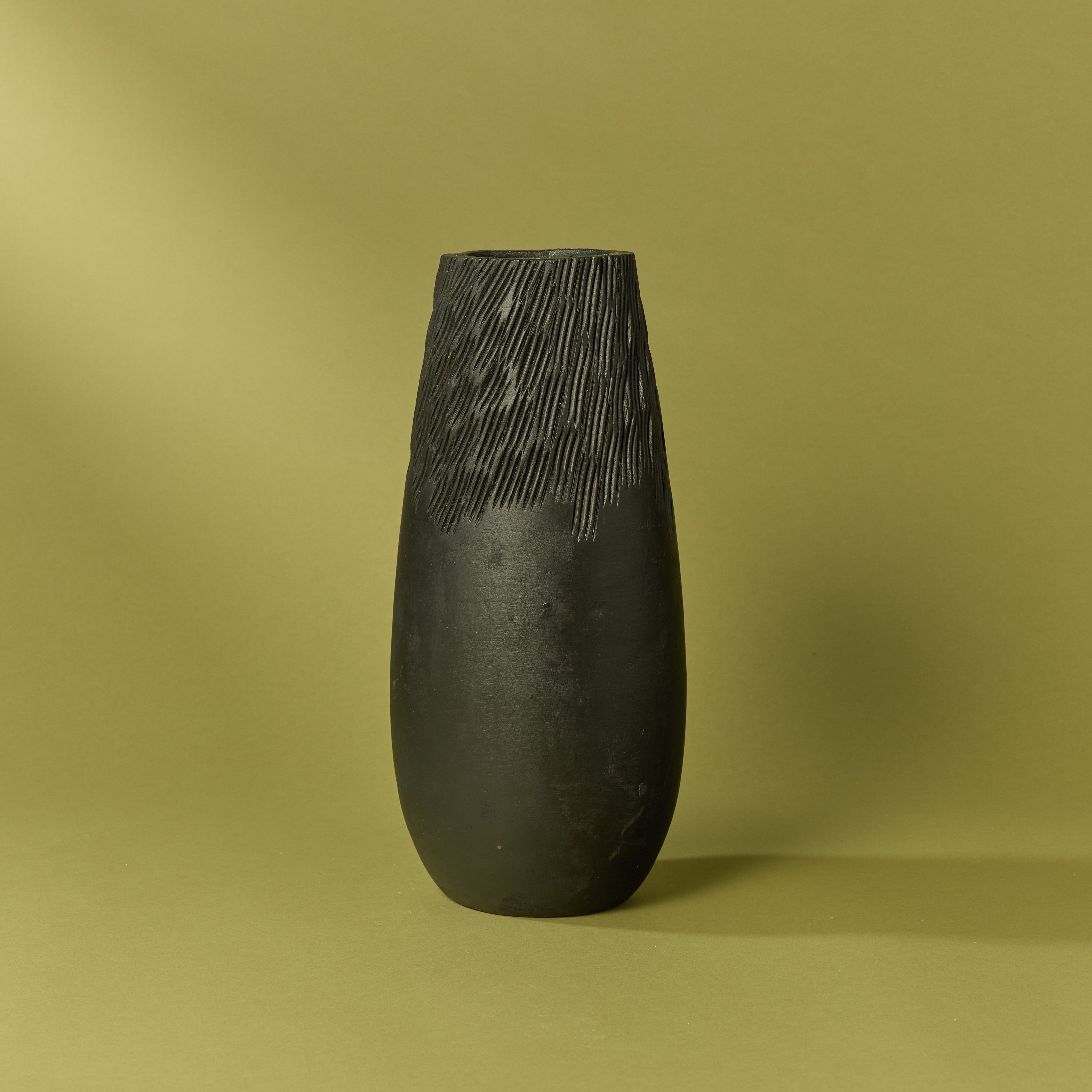 Dansk Modern Textured Ceramic Vase - 16 Inch Tall Black Home Decor for Living Room, Bedroom & Office | Scandinavian Style Centerpiece for Flowers & Interior Design
