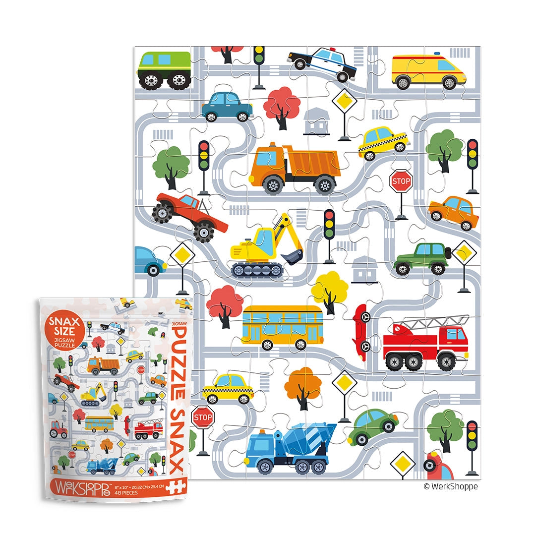 48-Piece Snax Trucks and Transportation Puzzle for Kids – Fun Learning Toy for Preschoolers & Toddlers | Perfect for Birthday Gifts & Classroom Activities