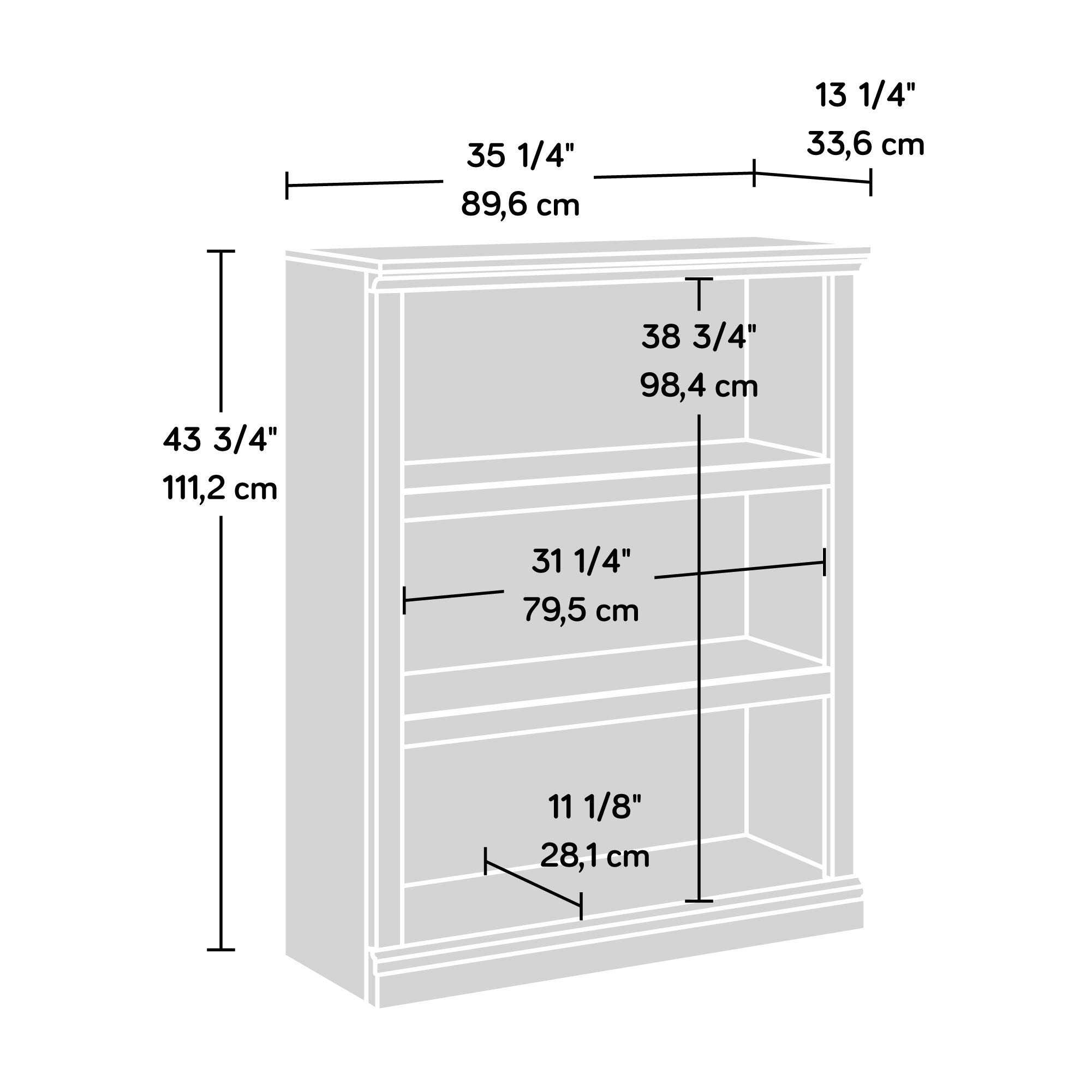 Sauder 3-Shelf Bookcase with Storage - Sindoori Mango Finish Wooden Bookshelf for Home Office, Living Room & Bedroom Organization