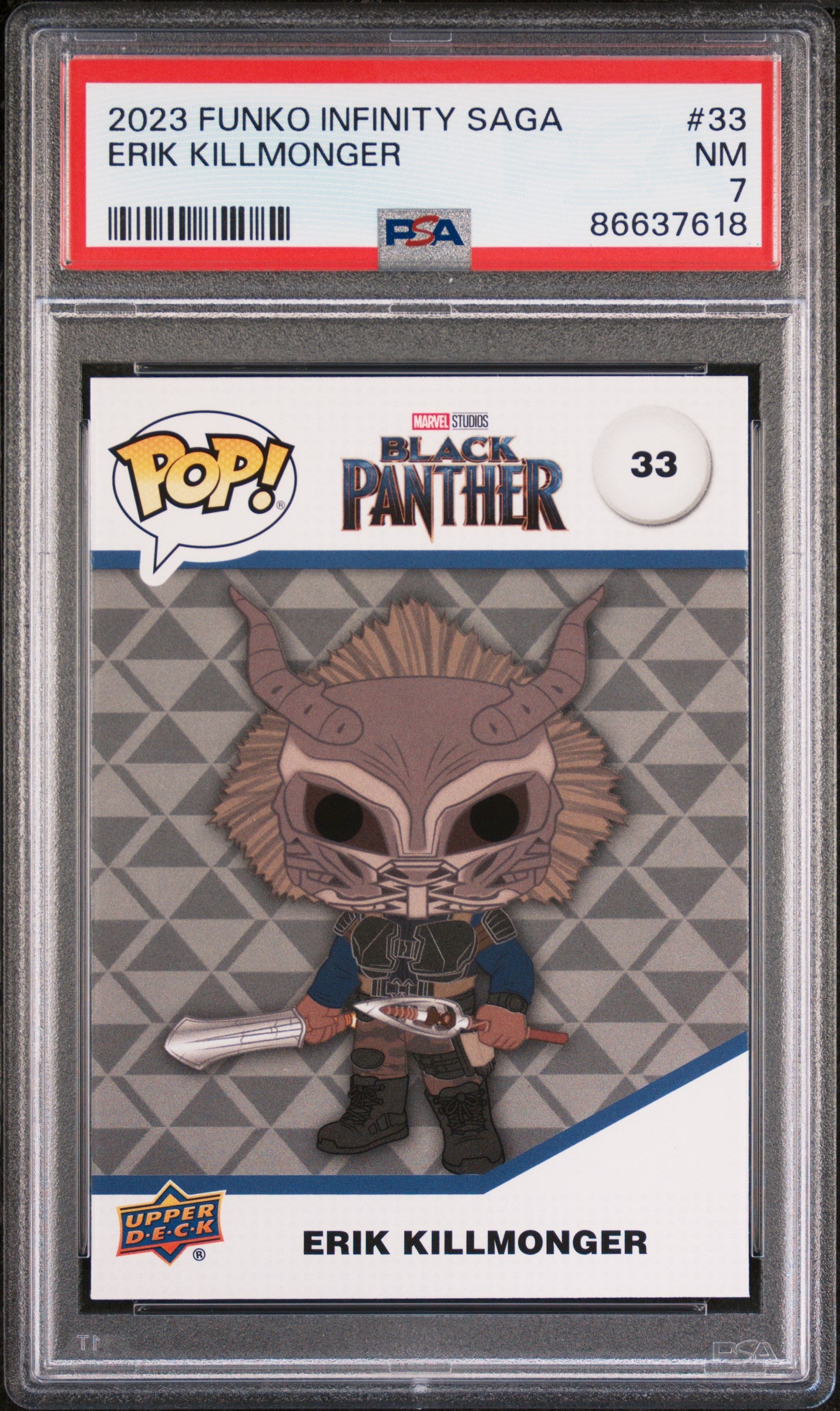 2023 Upper Deck Funko Pop Marvel Erik Killmonger #33 PSA 7 Graded Collectible - Perfect for Marvel Fans, Display Cases & Investment Collections