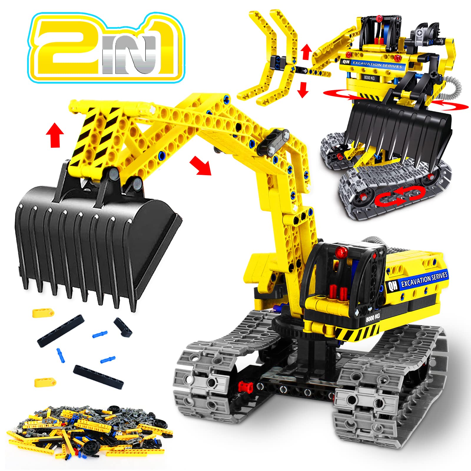 HISTOYE 2 in 1 Excavator & Robot STEM Building Blocks Set - Educational Engineering Toys for Kids Ages 6-12 | Creative Construction Kit for Boys & Girls | Perfect Gift for Birthday & Christmas | Fun for Indoor Play & STEM Learning Activities