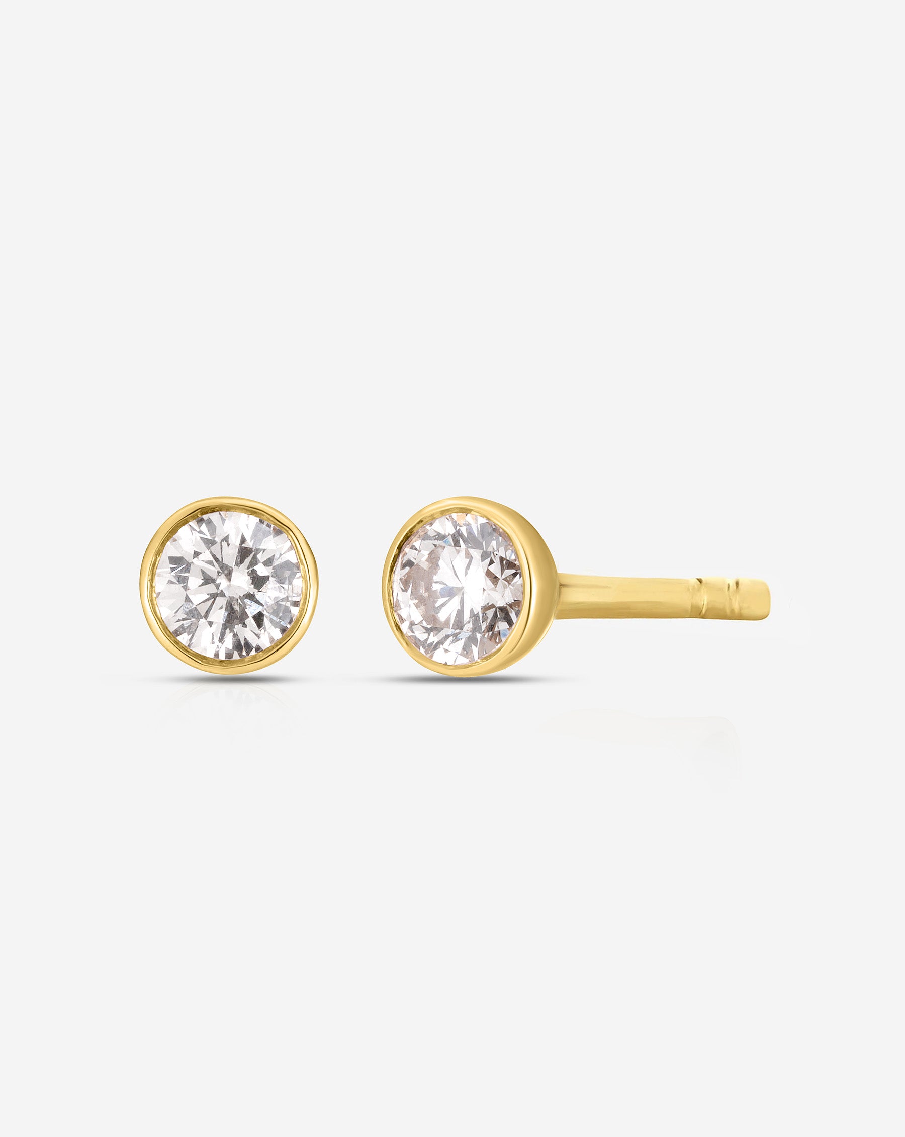 14K Gold Bezel Set Petite Diamond Stud Earrings - Perfect for Everyday Wear & Special Occasions