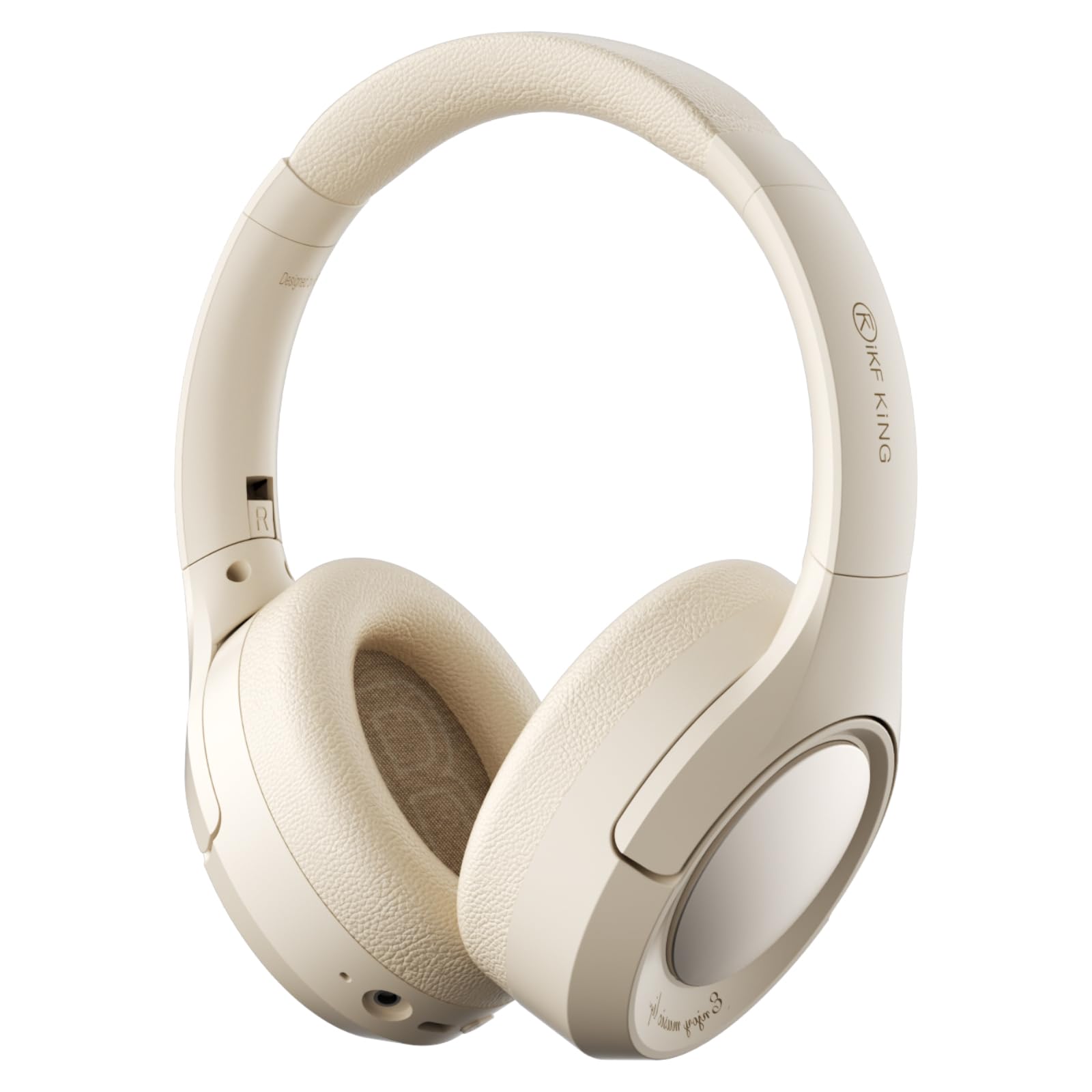 iKF King Wireless ANC Headphones with Mic, 100H Playtime, Foldable Design - HiFi Sound for Workout, Travel & Home Office (Off White) | Noise Cancelling for Commuting, Gaming & Music Listening