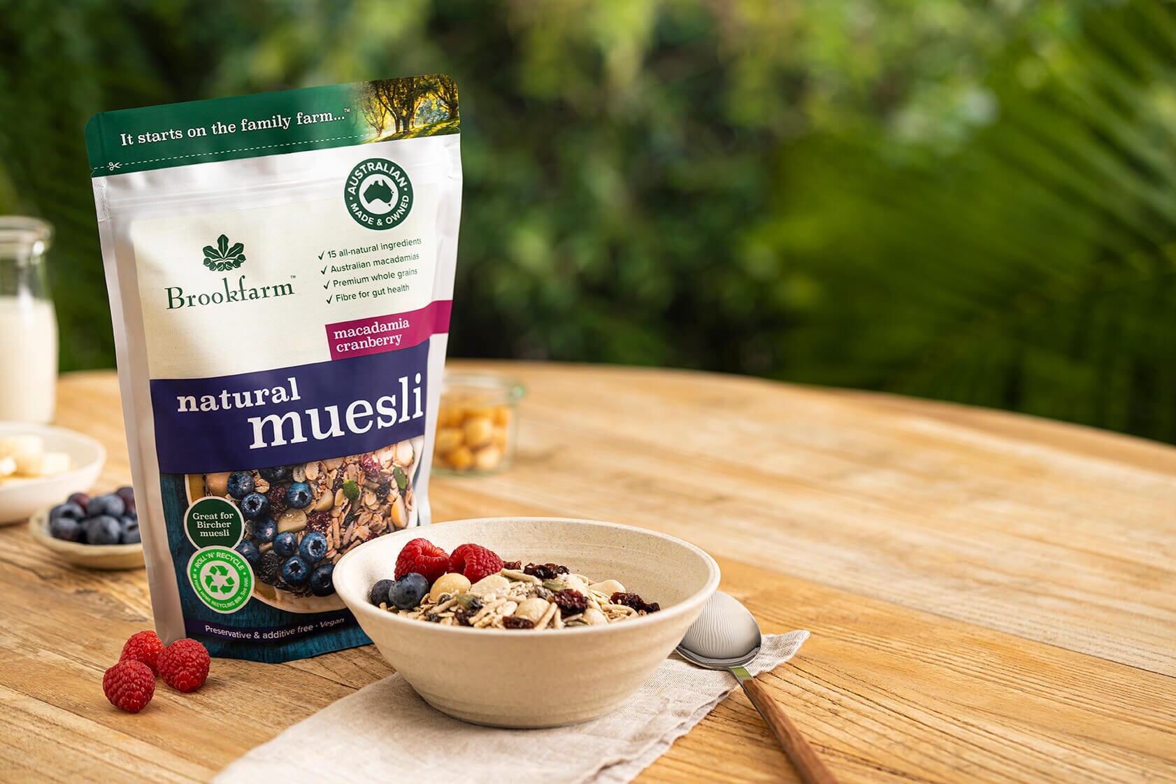 Brookfarm Natural Macadamia Muesli with Cranberry - Healthy Breakfast Cereal with Nuts & Dried Fruits - Perfect for Morning Meal, Snacks & Weight Management