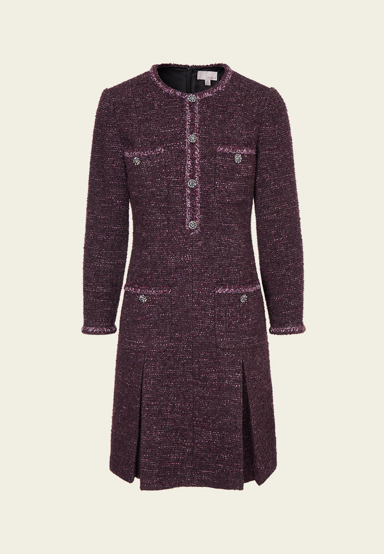 Elegant Pleat Detail Patch Pocket Dress for Women - Perfect for Office, Party & Casual Wear
