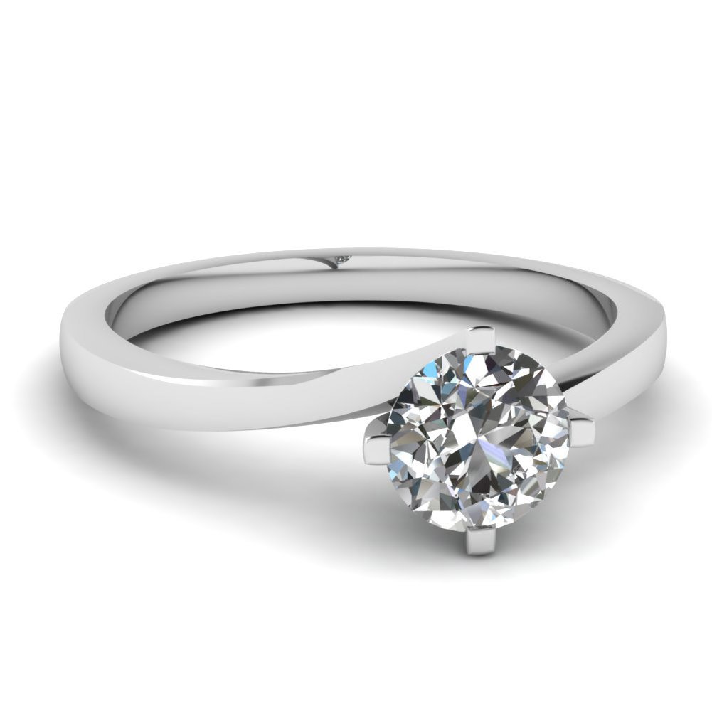 14K White Gold 1 Carat Round Cut Cubic Zirconia Solitaire Engagement Ring for Women - Perfect for Proposals, Anniversaries & Special Occasions