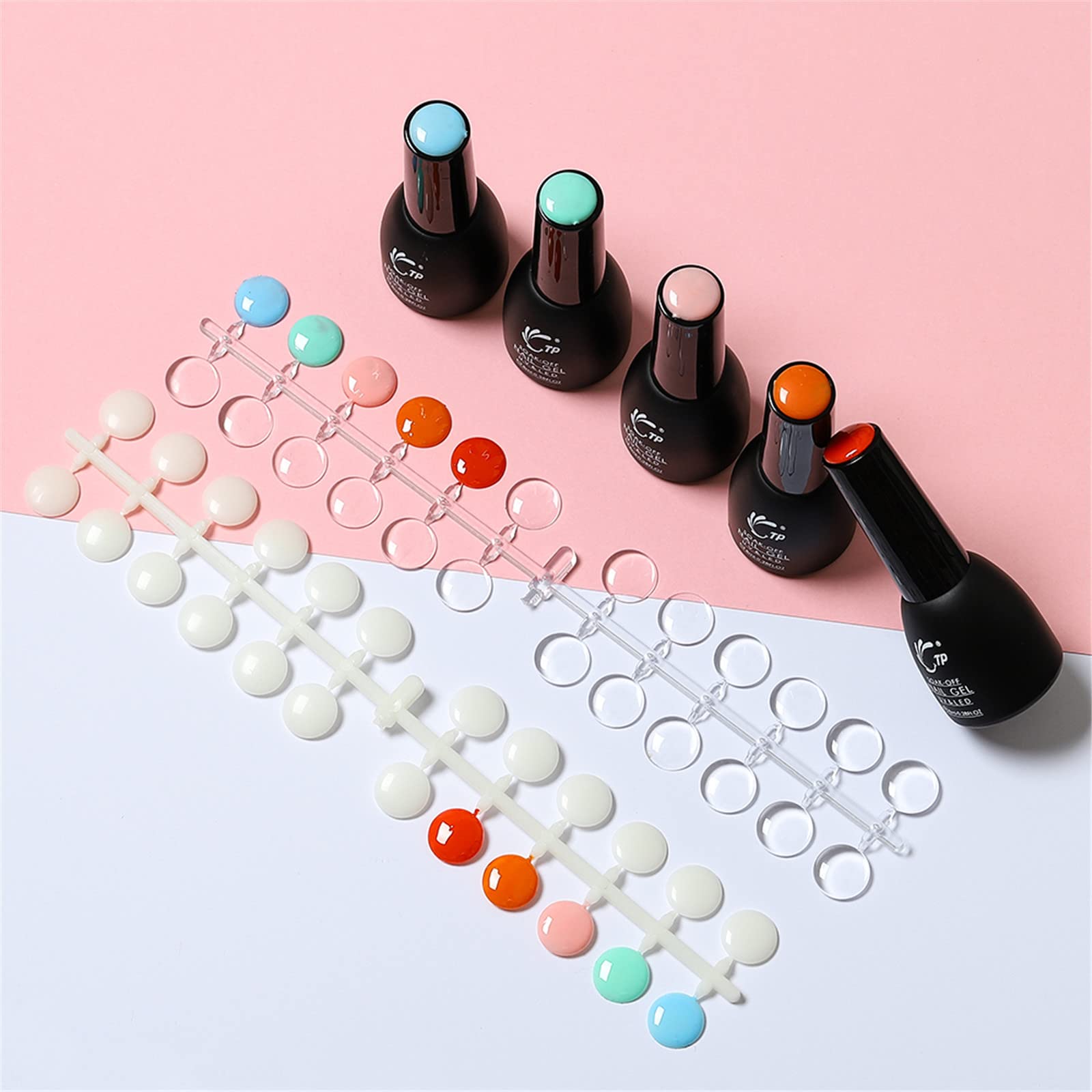 NMKL38 False Nail Tips - 120pcs Flat Back Fake Nails with Adhesive Stickers for UV/Gel/Polish - Natural Color Display Card for Nail Art & Salon Showcase | Perfect for Professional Nail Technicians & DIY Manicures at Home