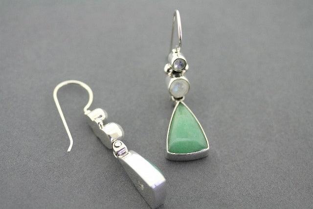 Aventurine & Moonstone Hula Hoop Earrings – Boho Chic Dangle Earrings for Women – Perfect for Festivals, Parties, and Everyday Wear