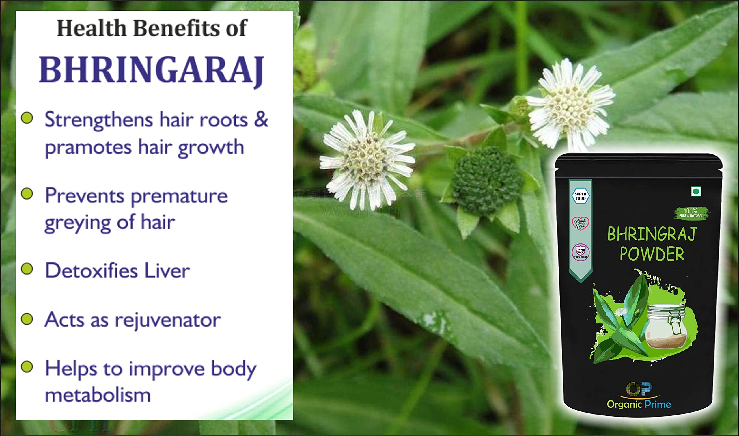 Organic Bhringraj Powder for Hair Growth & Scalp Care | Natural Hair Conditioner & Cleanser | 200g (2 x 100g) | Promotes Thicker, Stronger Hair - Perfect for DIY Hair Masks & Ayurvedic Treatments