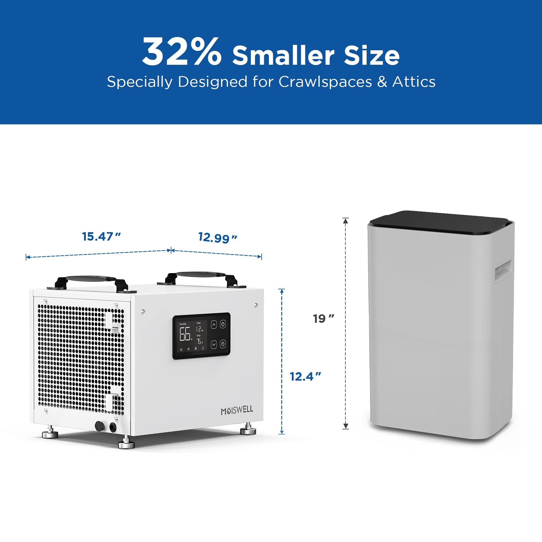 70 Pints Commercial Dehumidifier - Energy Star Certified Portable Dehumidifier for Basement, Crawl Space & Home Use with Auto Defrost, Timer & Drain Hose - Ideal for Damp Areas, Mold Prevention & Humidity Control