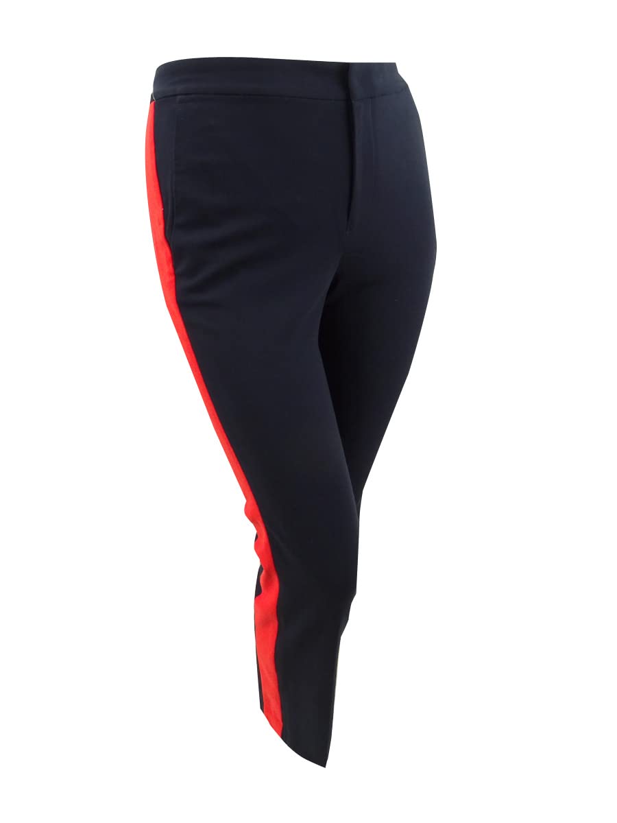 Lauren Ralph Lauren Women's Petite Side-Stripe Straight-Leg Pants - Navy Blue Size 12P | Comfortable Office Work Pants for Business Casual & Professional Wear
