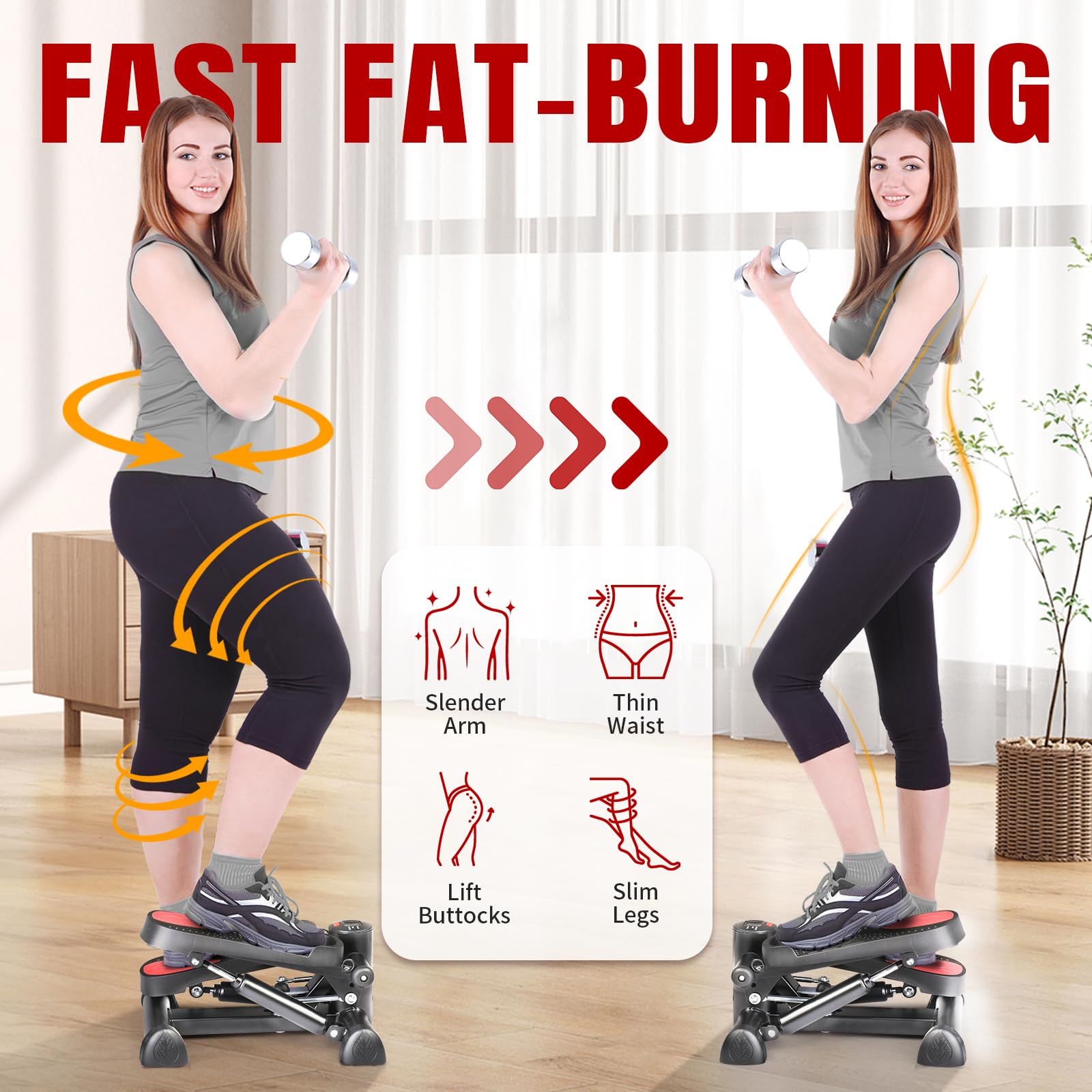 Ktaxon Steppers for Home Exercise - Adjustable Height Stair Stepper with Resistance Bands, 330LBS Capacity, Quiet Mini Stepper with LED Display | Perfect for Cardio, Leg & Arm Workouts at Home, Office or Gym