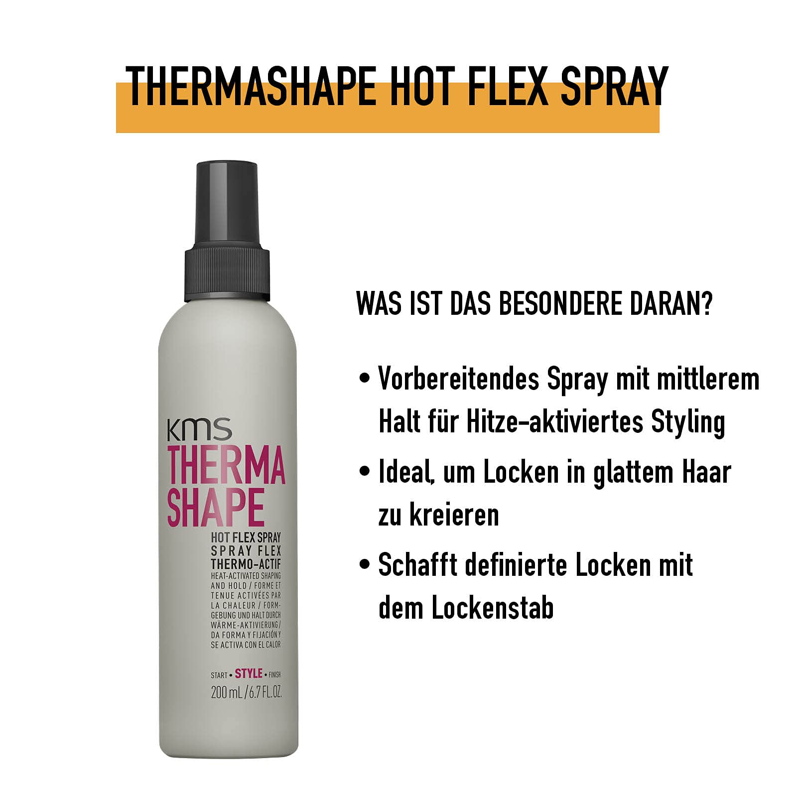KMS THERMASHAPE Hot Flex Heat Styling Spray - 6.7 oz | Thermal Protection & Flexible Hold for All Hair Types | Perfect for Blowouts, Curling & Straightening