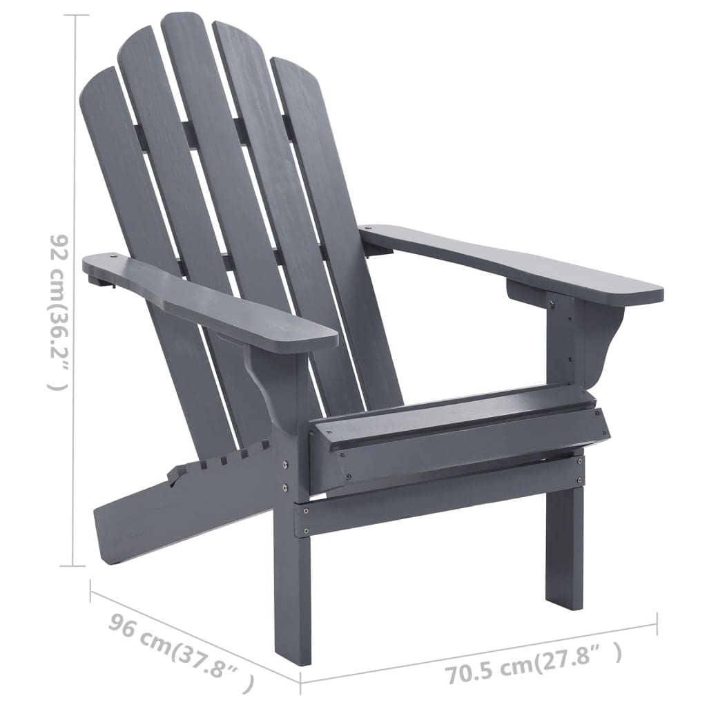 SKM Patio Chair with Ottoman - Wooden Gray Outdoor Lounge Chair for Garden, Poolside, and Backyard Relaxation