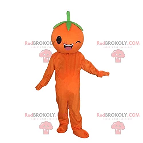 SPOTSOUND Giant Orange Red Broccoli Mascot Costume - Fun Winking Fruit Character Outfit for Halloween, Cosplay, and Party Events
