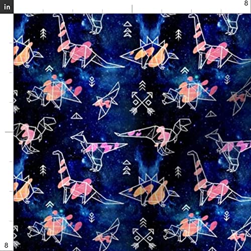 Dinos Space Dinosaurs Galaxy Origami Stars Geometric Night Cosmos Printed Minky Fabric - Soft Fat Quarter for Sewing Baby Blankets, Quilt Backing & Plush Toys - Perfect for Nursery Decor & DIY Craft Projects