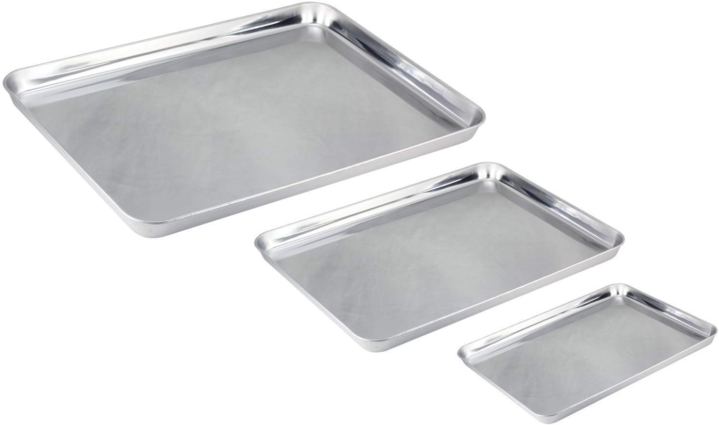 Premium Stainless Steel Baking Sheet Set of 3 - Professional Cookie Sheet & Toaster Oven Tray - Nonstick, Durable for Baking, Roasting & Cooking - Perfect for Cookies, Pastries, Pizza & Meal Prep