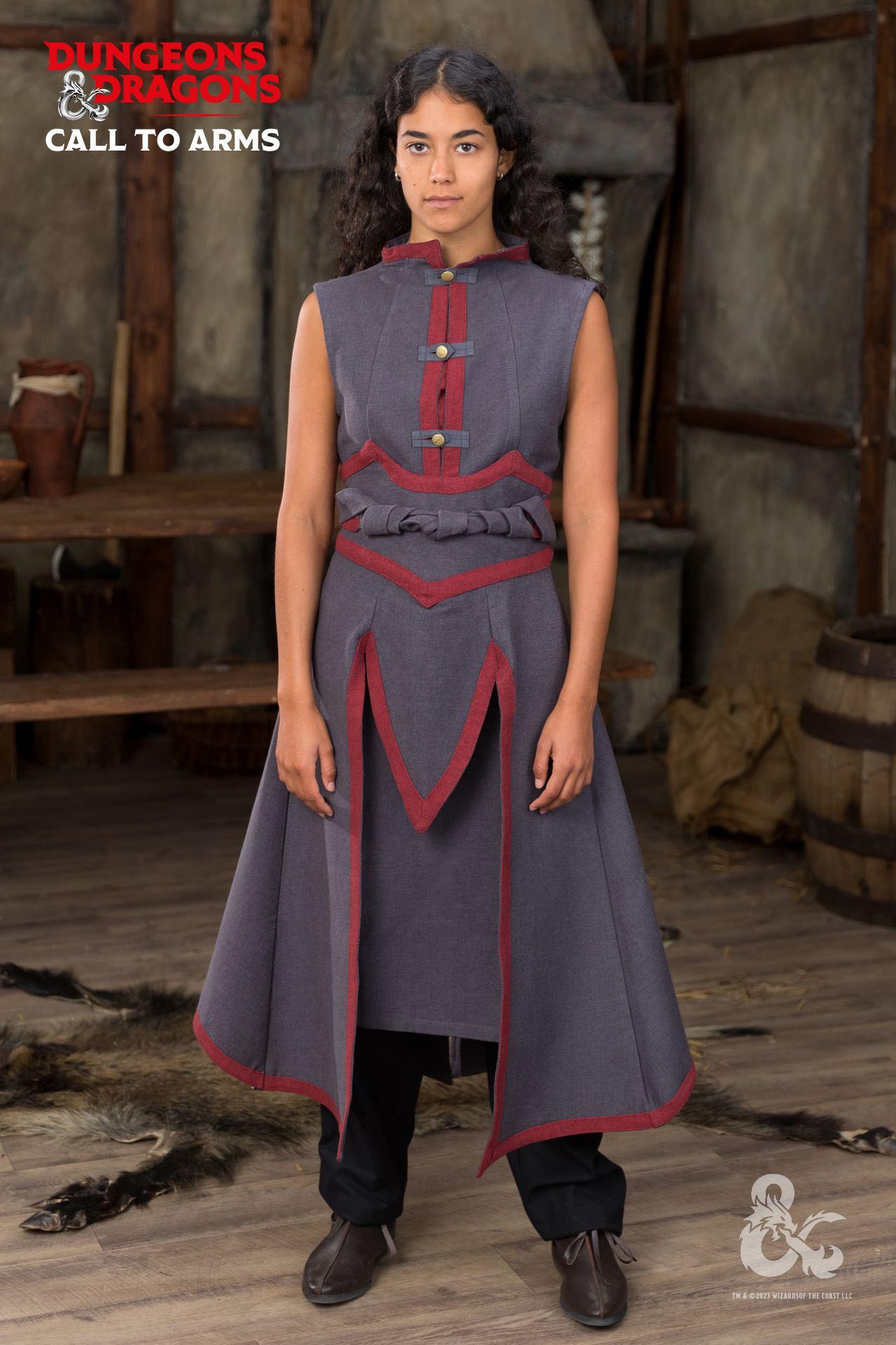 Dungeons & Dragons Sorcerer Costume Battle Skirt - Gray & Red Cosplay Outfit for D&D RPG LARP & Fantasy Conventions