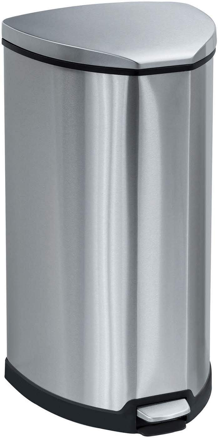 10 Gallon Stainless Steel Step-On Trash Can with Lid - Touch-Free Kitchen Waste Bin for Home, Office & Bathroom - Durable & Odor-Controlling Garbage Bin [9687SS]